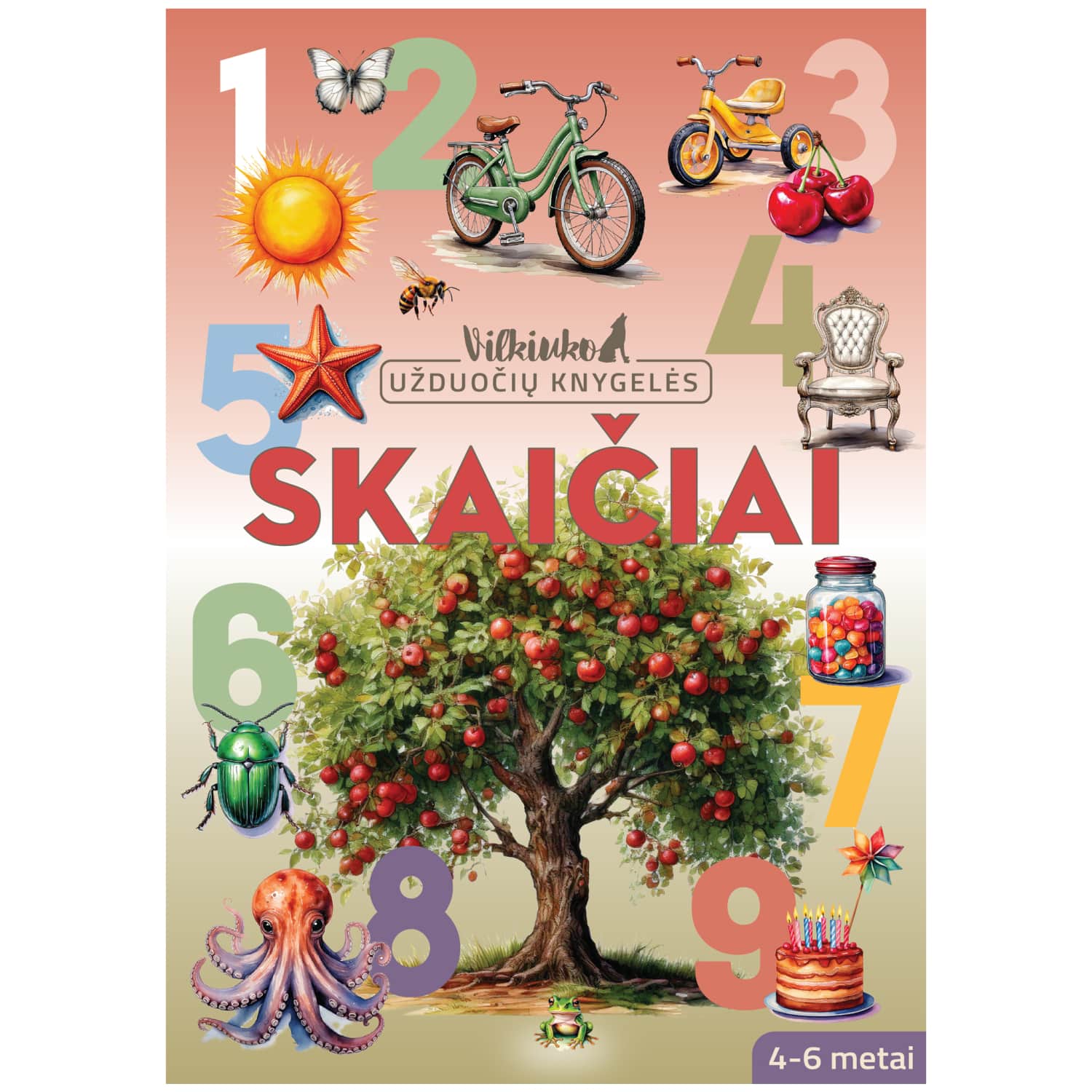 Spalv. knyga SKAIČIAI. VILKIUKO UŽD. KN.