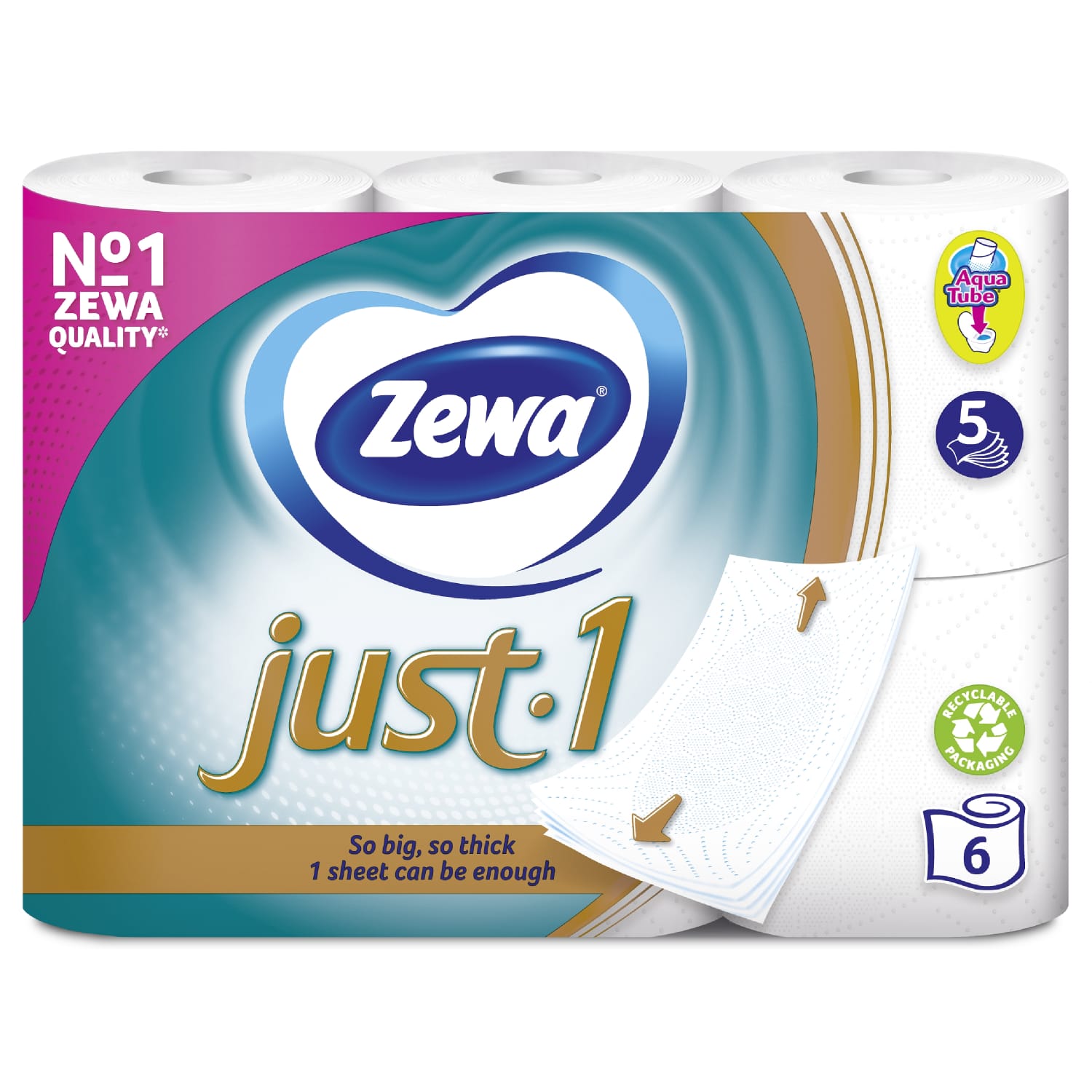 Туалетная бумага ZEWA Just1, 6 шт.