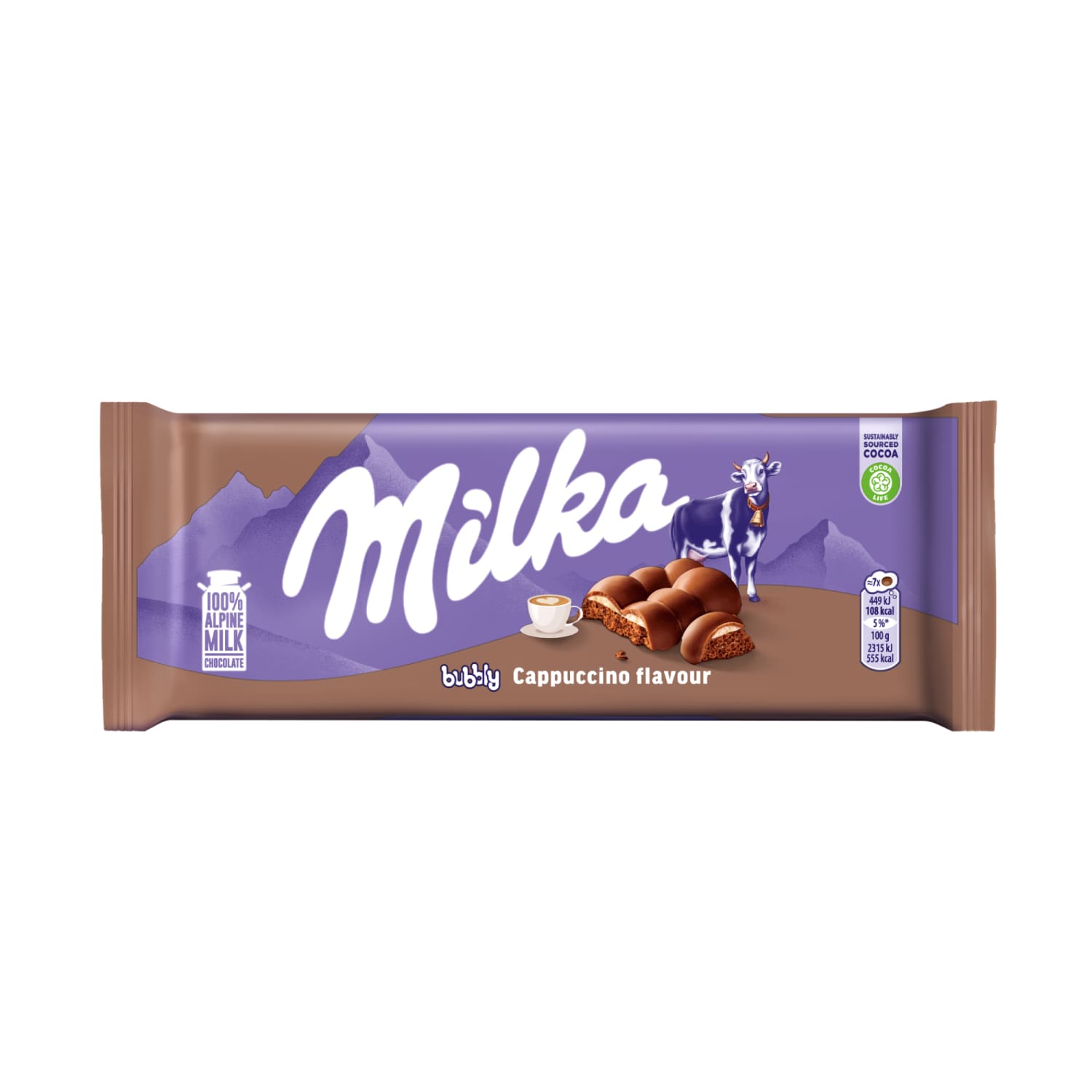 Молочный шоколад с начинкой капучино MILKA, 97 г