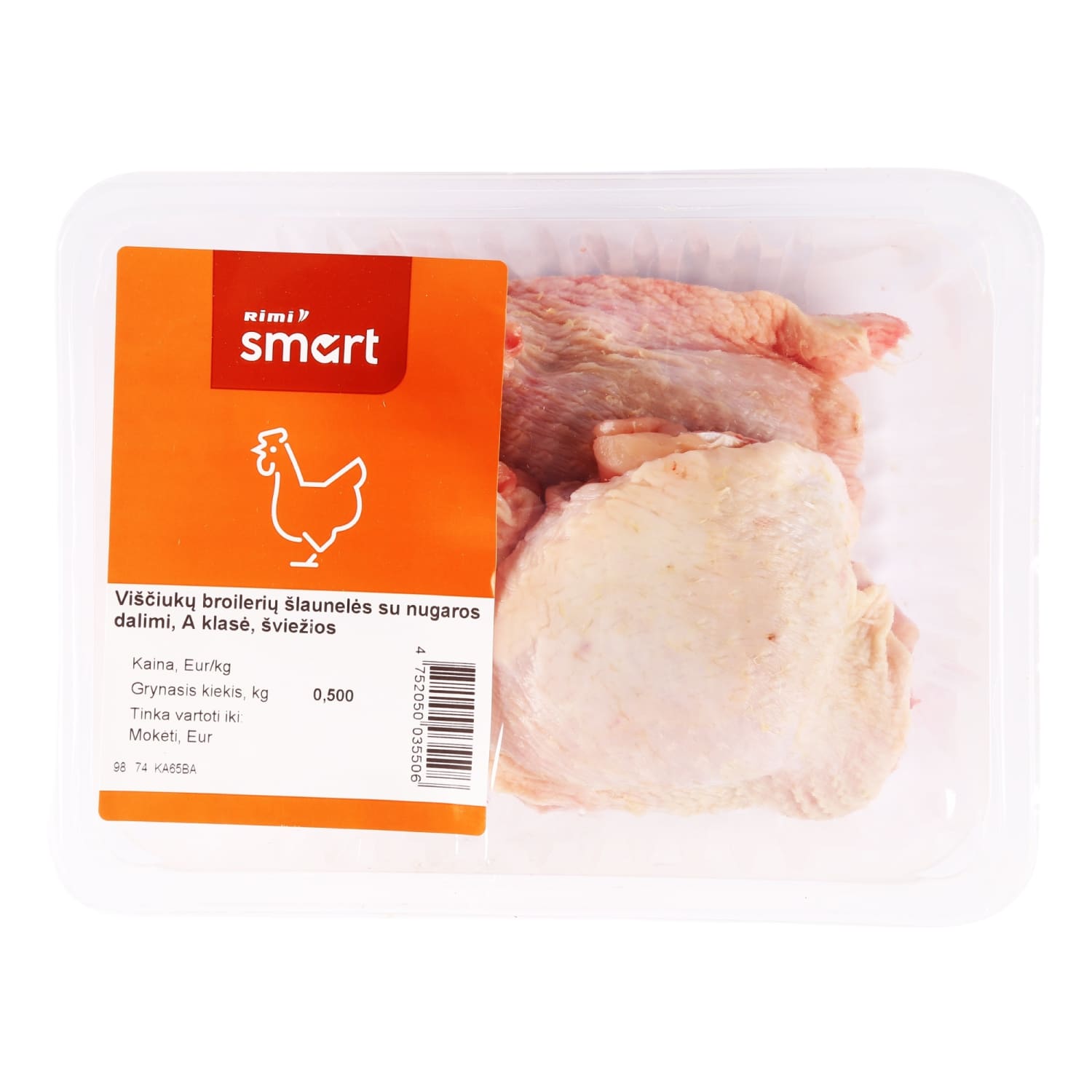 Chicken thighs with back part RIMI SMART, 500g