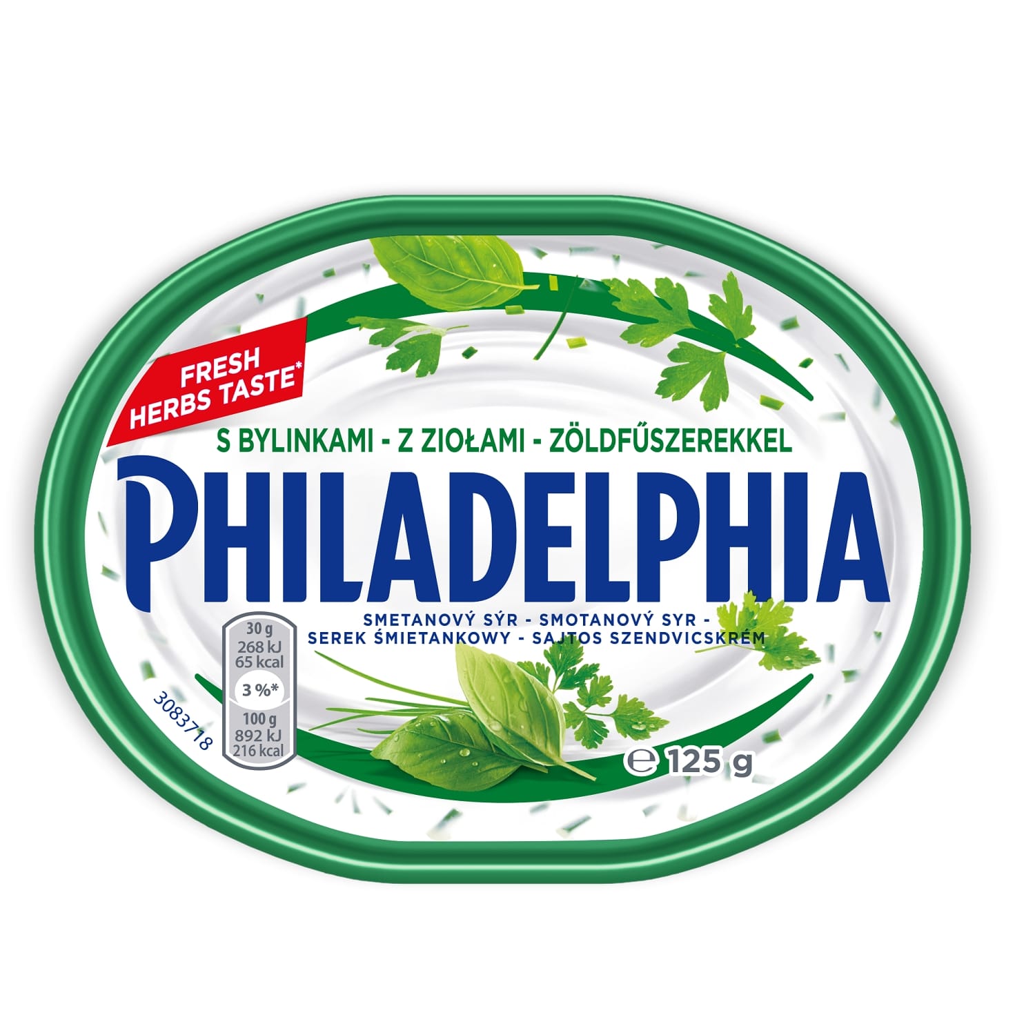 Švž. sūrio gam. PHILADELPHIA su  žol., 125 g