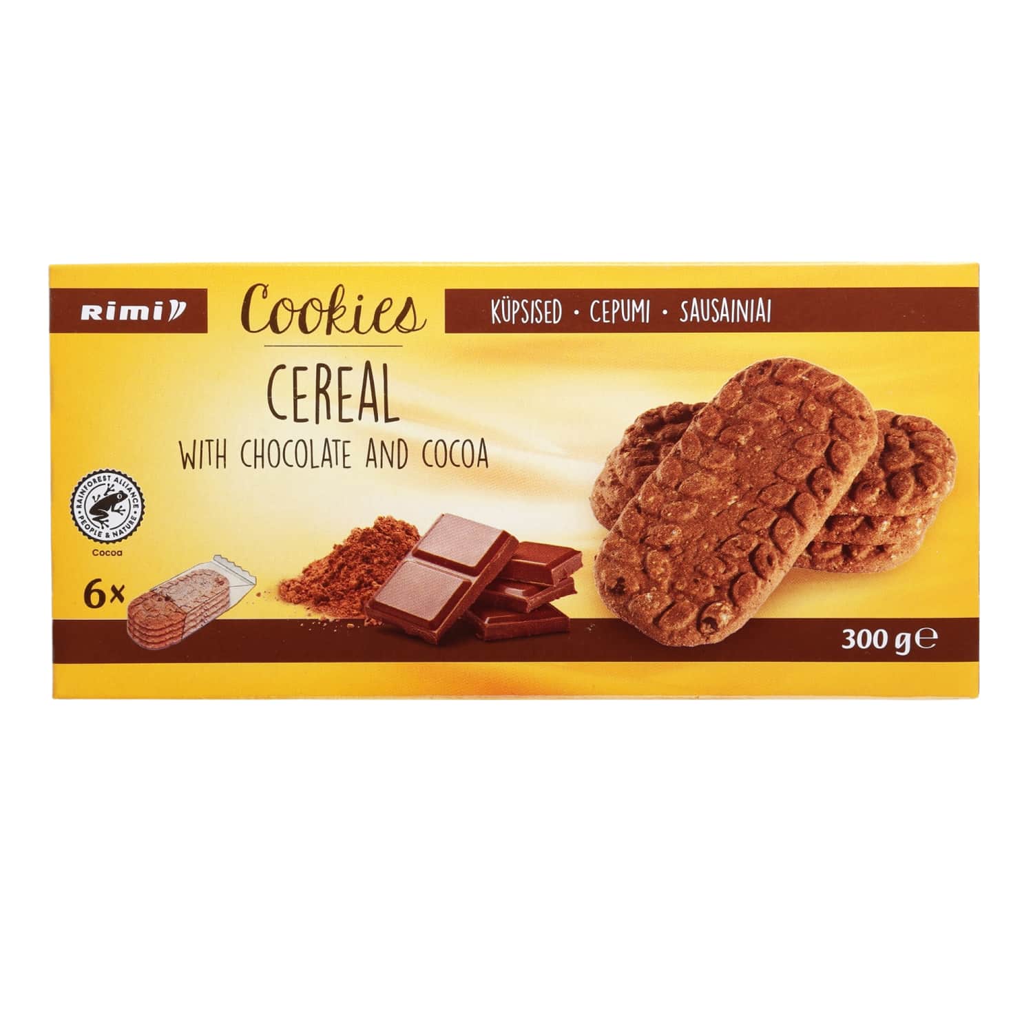 Grain cookies with chocolate and cocoa RIMI, 300 g