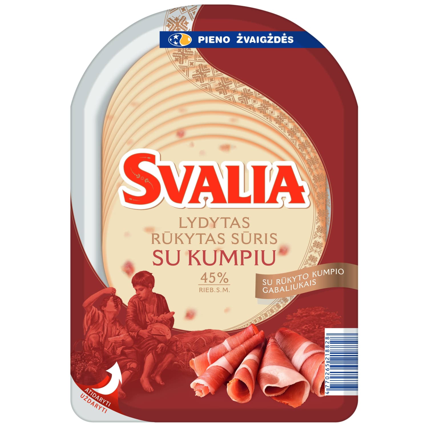 Processed smoked cheese with ham SVALIA, 45 %, 150 g