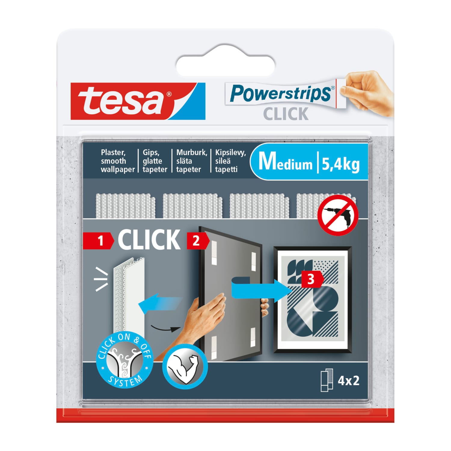 Tvirt.juost.TESA POWERSTRIPS, 4x2 juost.