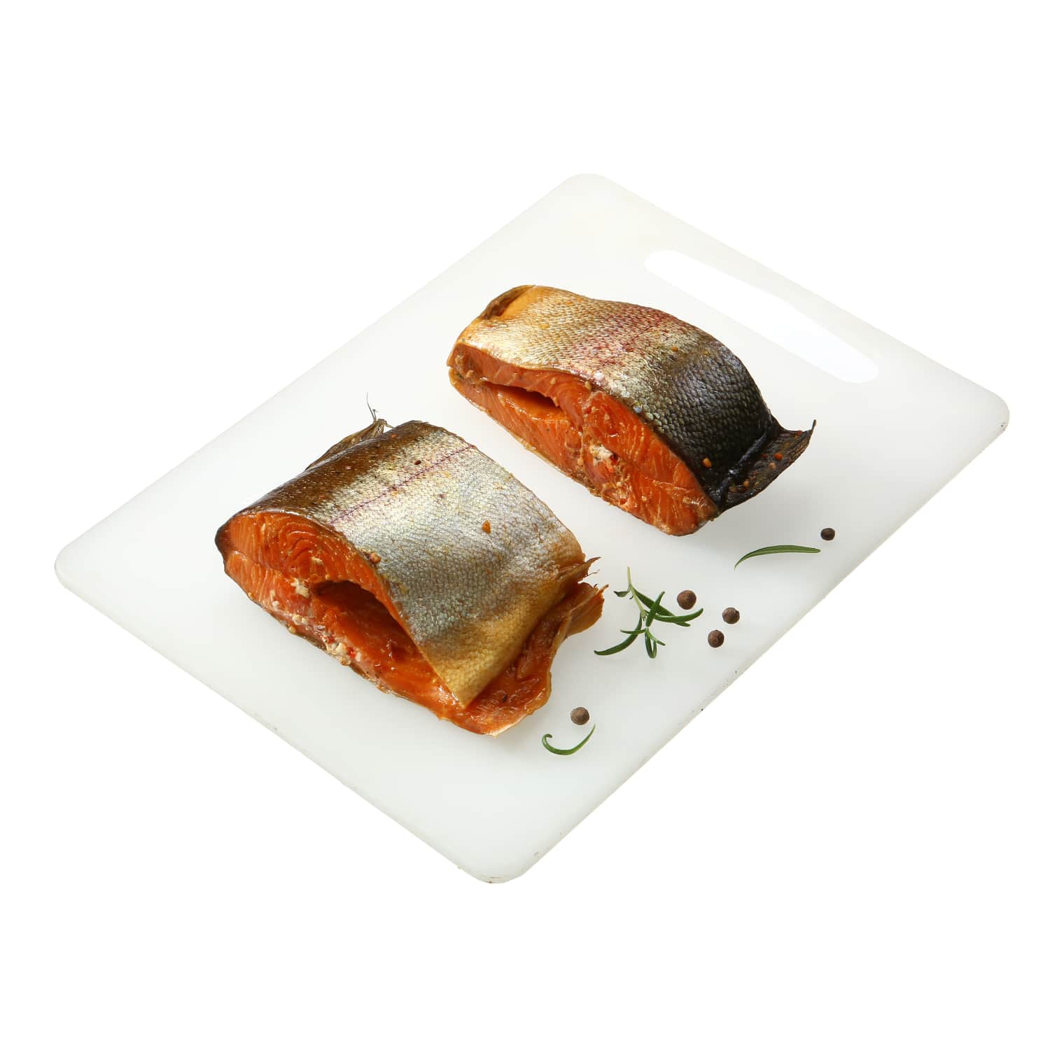 Cold smoked rainbow trout pieces, 1 kg
