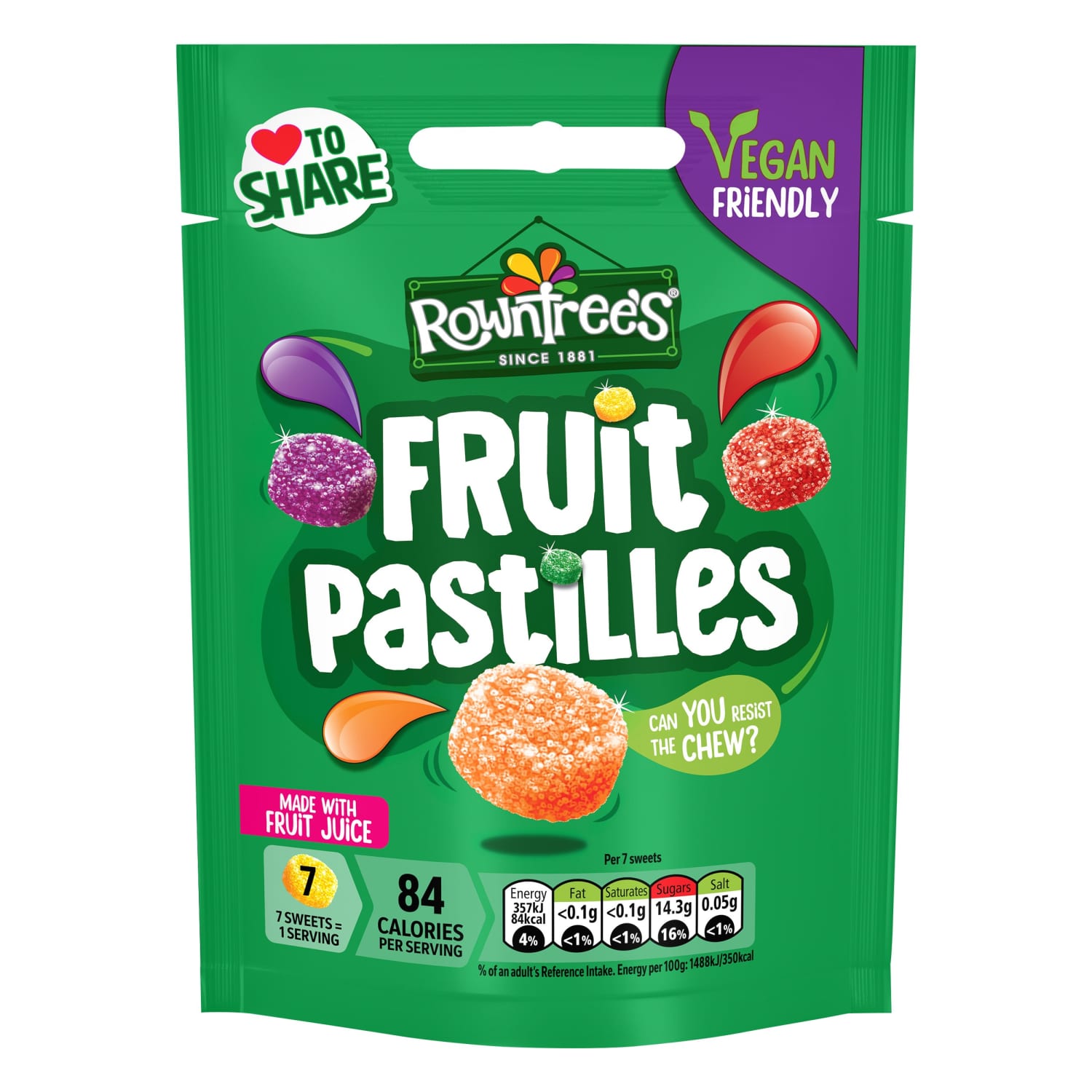 Жевательные конфеты со вкусом фруктов ROWNTREES PASTILLES, 143 г
