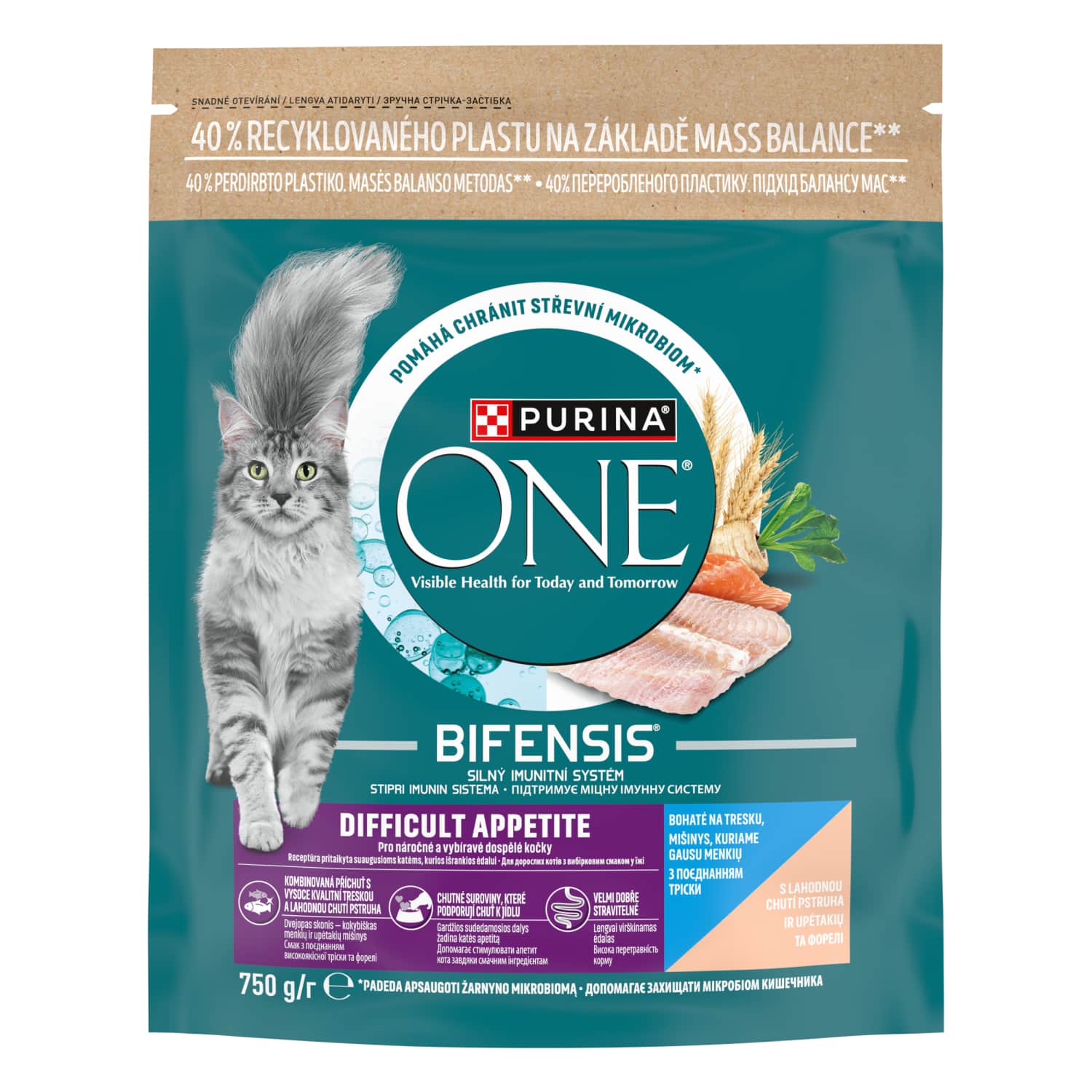 S. pašaras PURINA ONE katėms su menk., 750 g