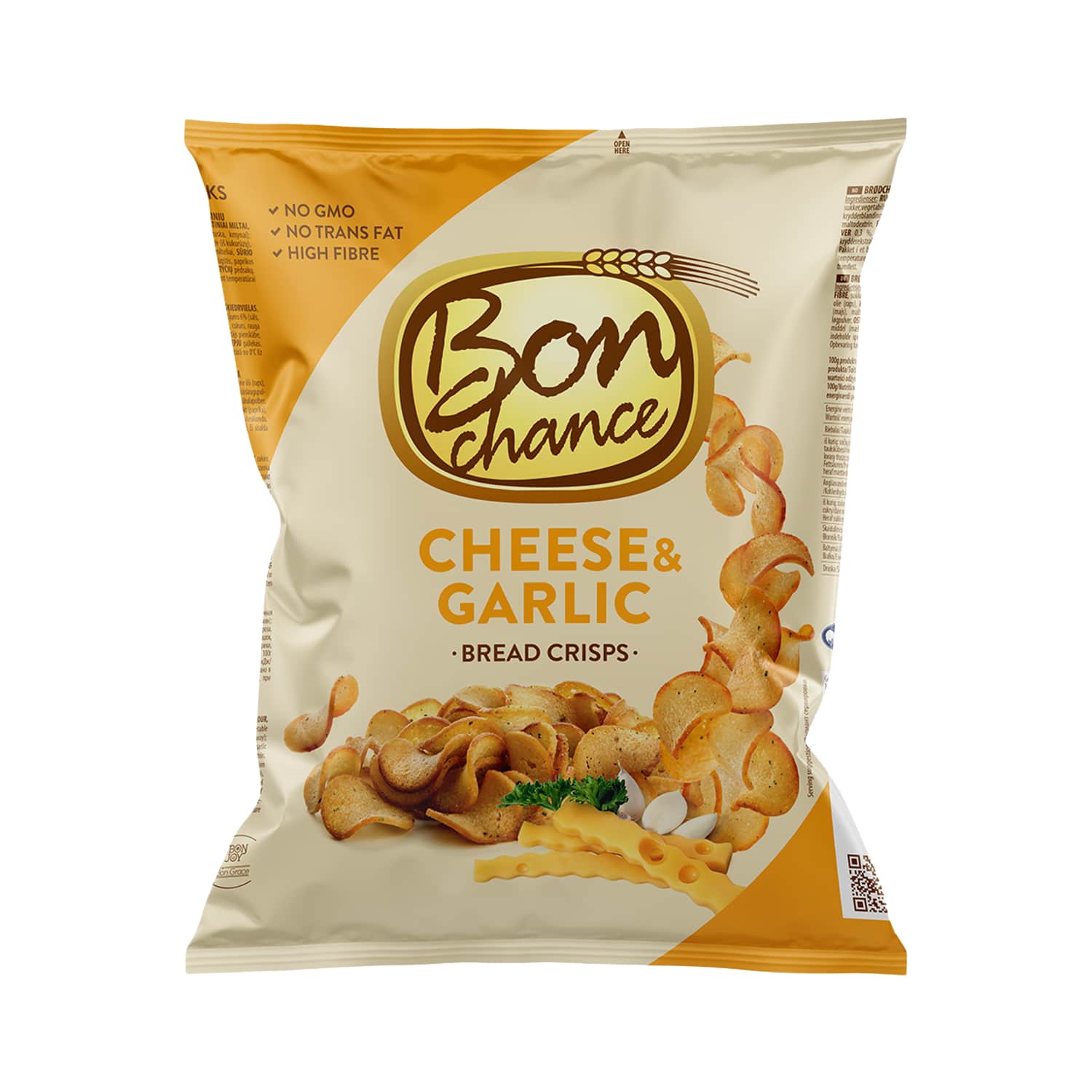 Хлебные чипсы с сыром и чесноком, BON CHANCE, 240 г