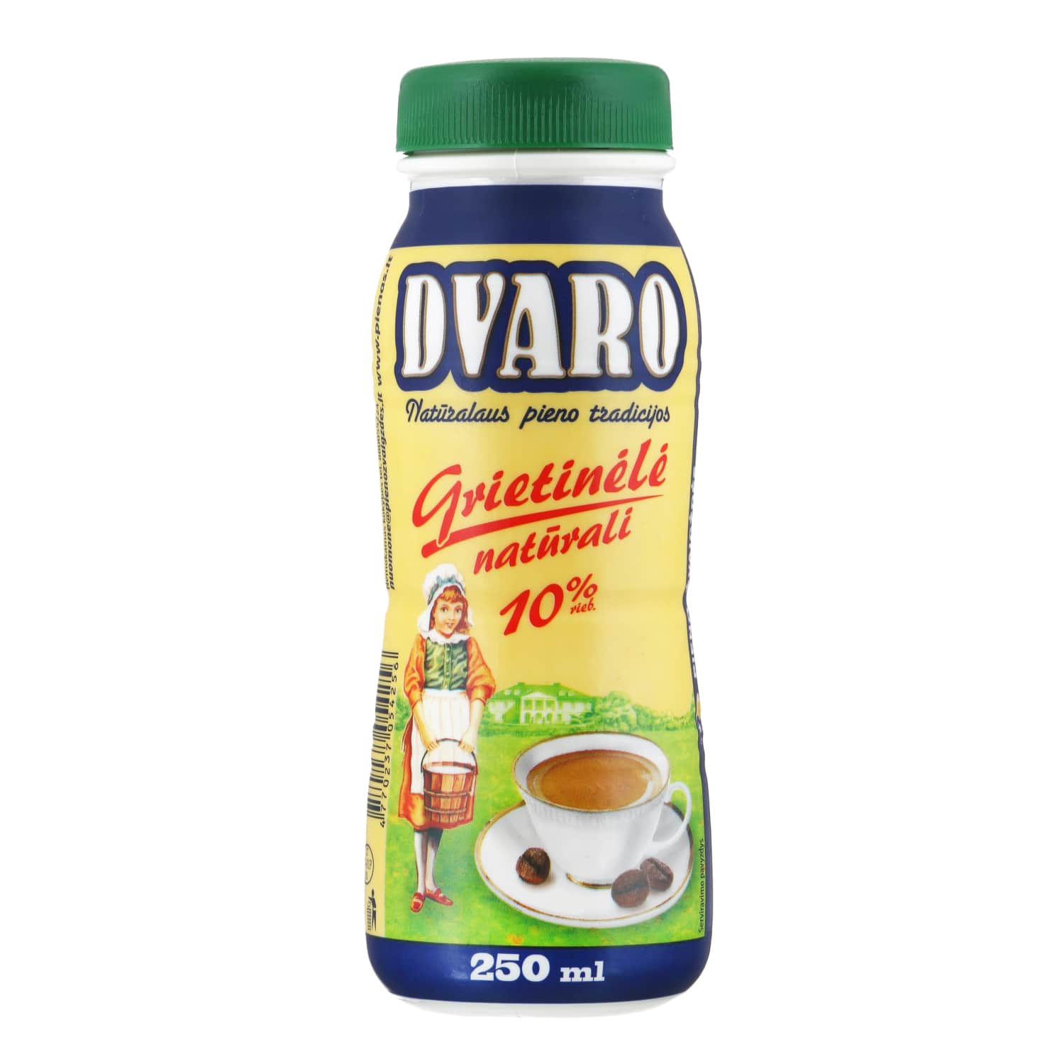 DVARO sterilized cream for coffee, 10%, 250 ml