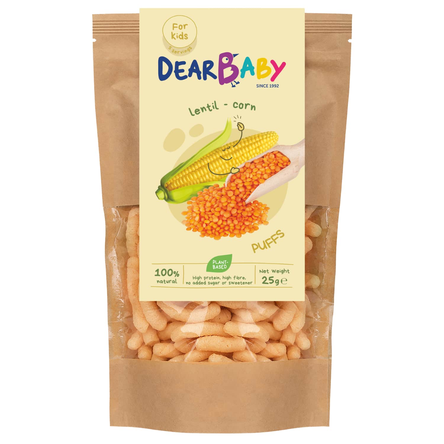 Lentil and corn snack DEAR BABY, 25 g