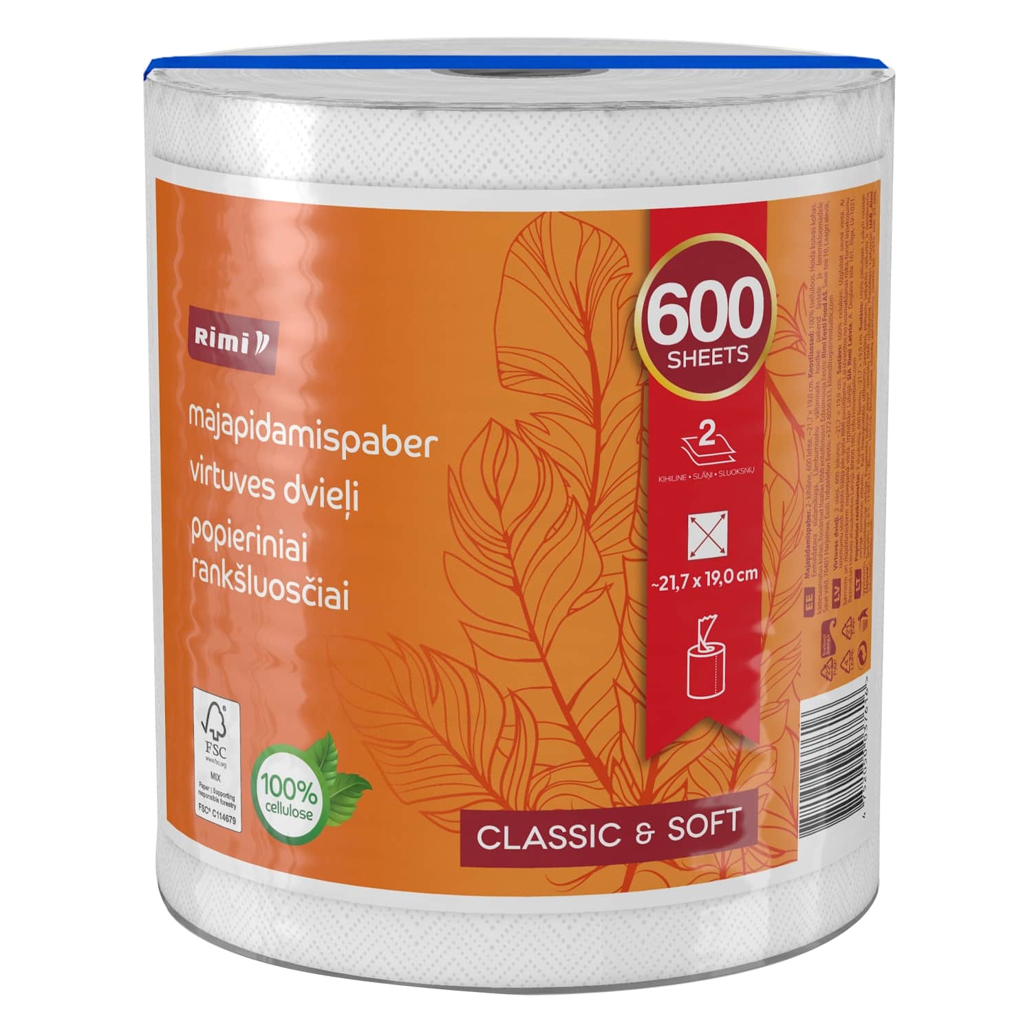 Pop. rankšl. RIMI , 2 sl. 600 l.