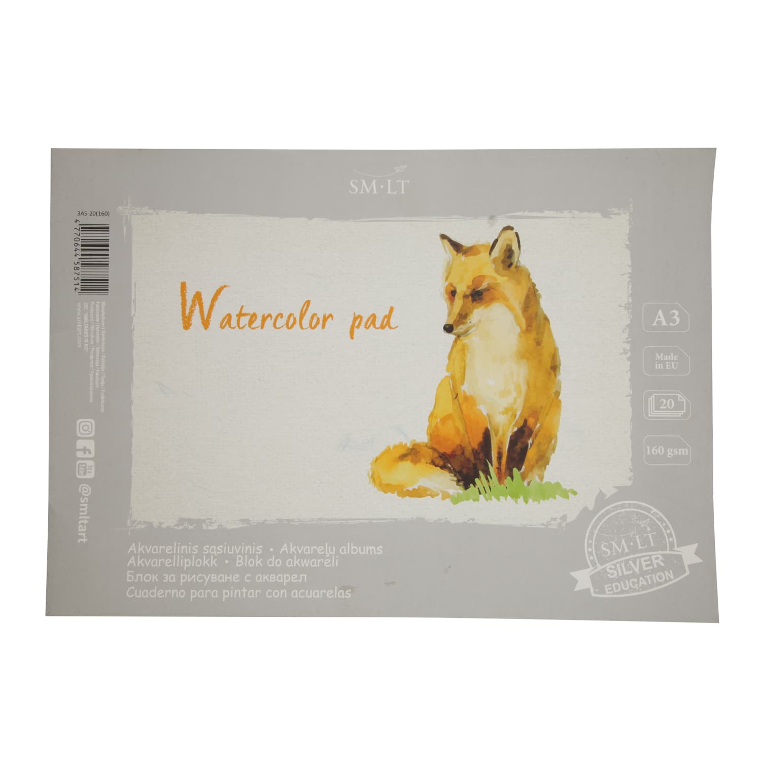 Watercolor notebook, A3, 20 sheets, 160g