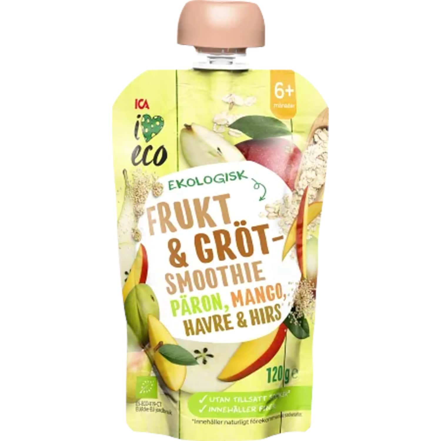 Organic fruit, grain puree I LOVE ECO, 120 g