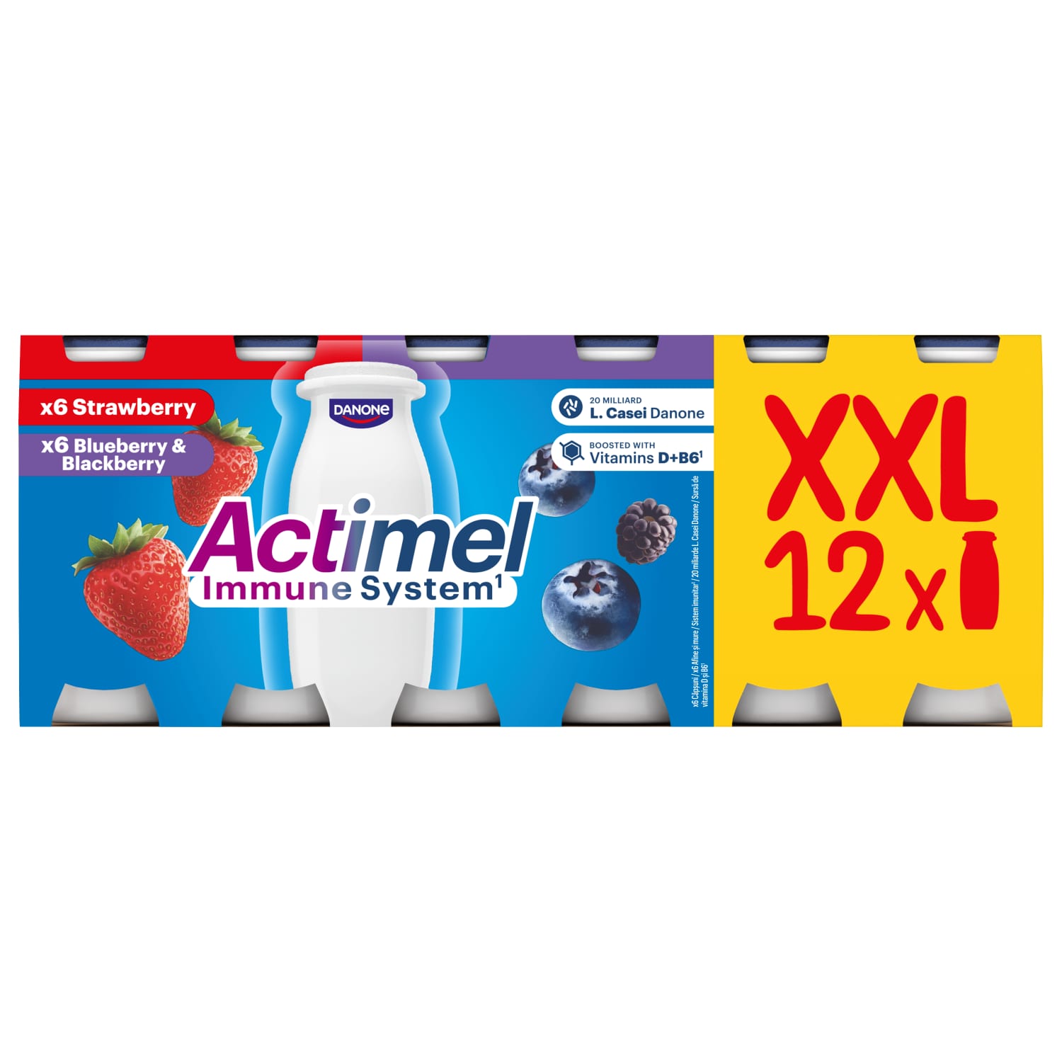 Various flavored yogurt drink ACTIMEL, 1.5%, 12x100g