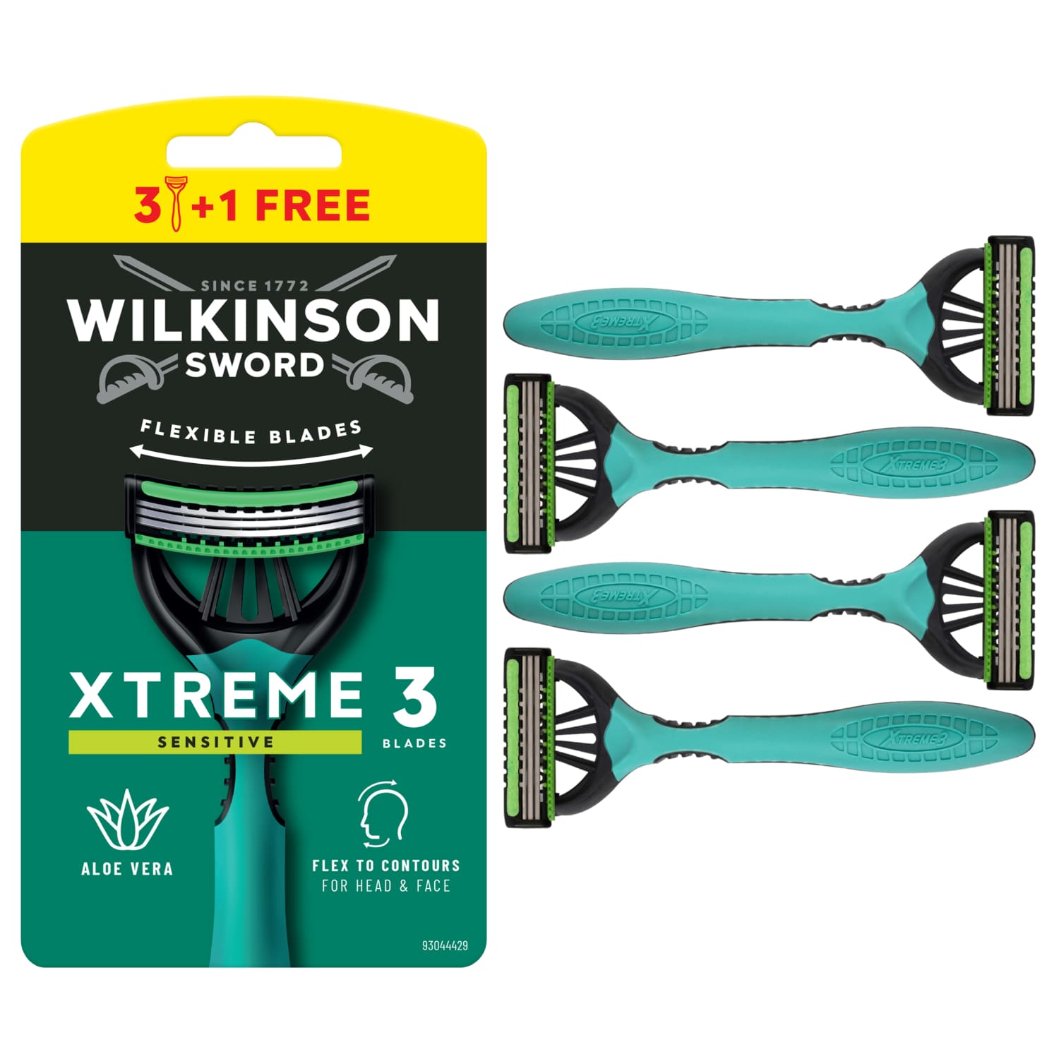 V.vien.skus.WILKINSON EXTRA3 SENS,3+1vnt