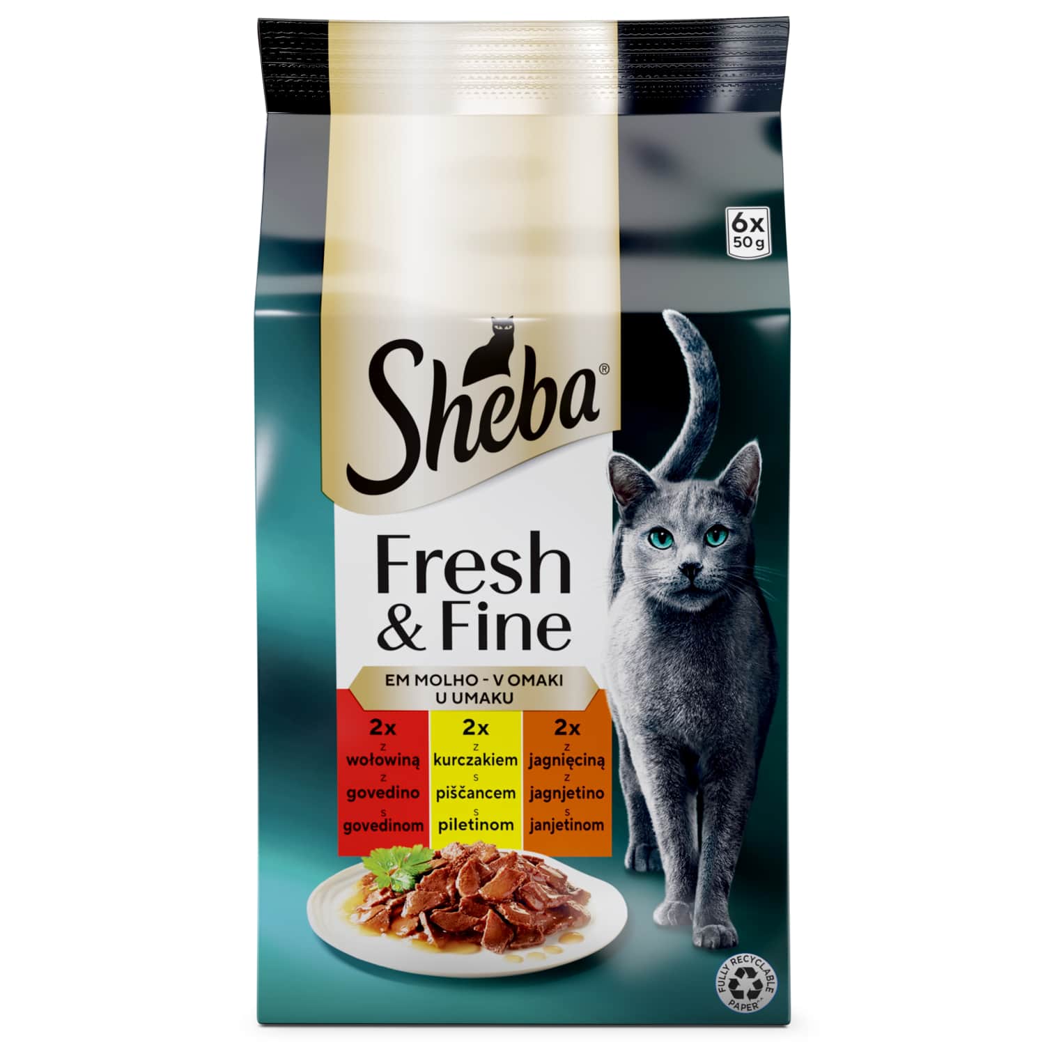 Корм для кошек SHEBA MINI с мясом, 6 x 50 г