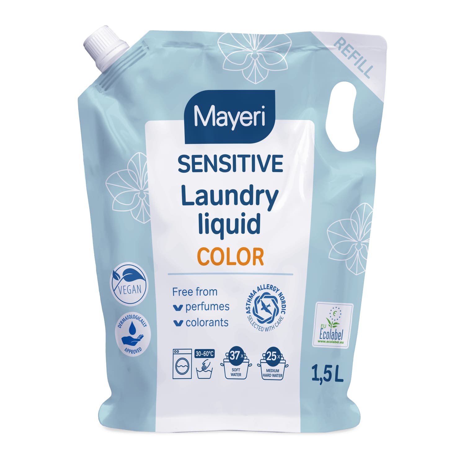 Skalbimo skystis Mayeri Sens. Color pouch1,5L