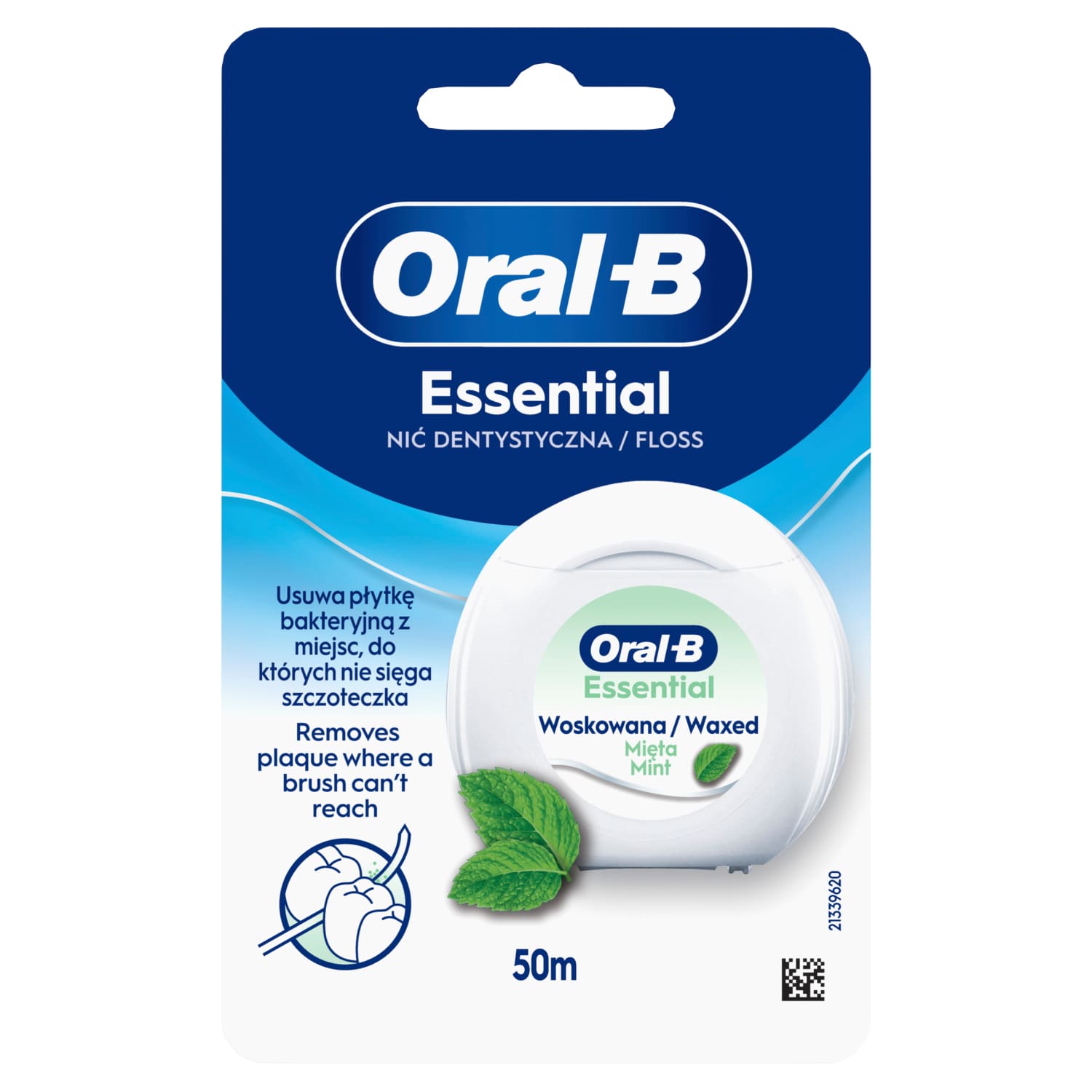 Mėtų sk. dantų siūlas ORAL B ESSENTIAL, 50 m