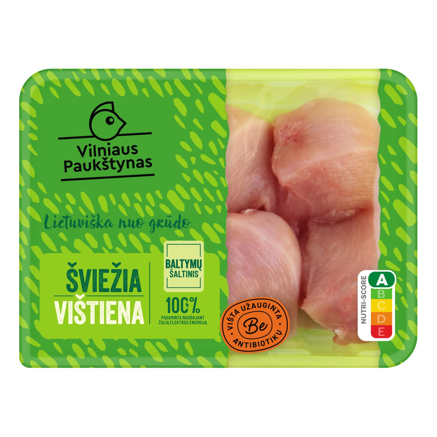 Broilerių filė gabaliukai be antibiotikų,500g