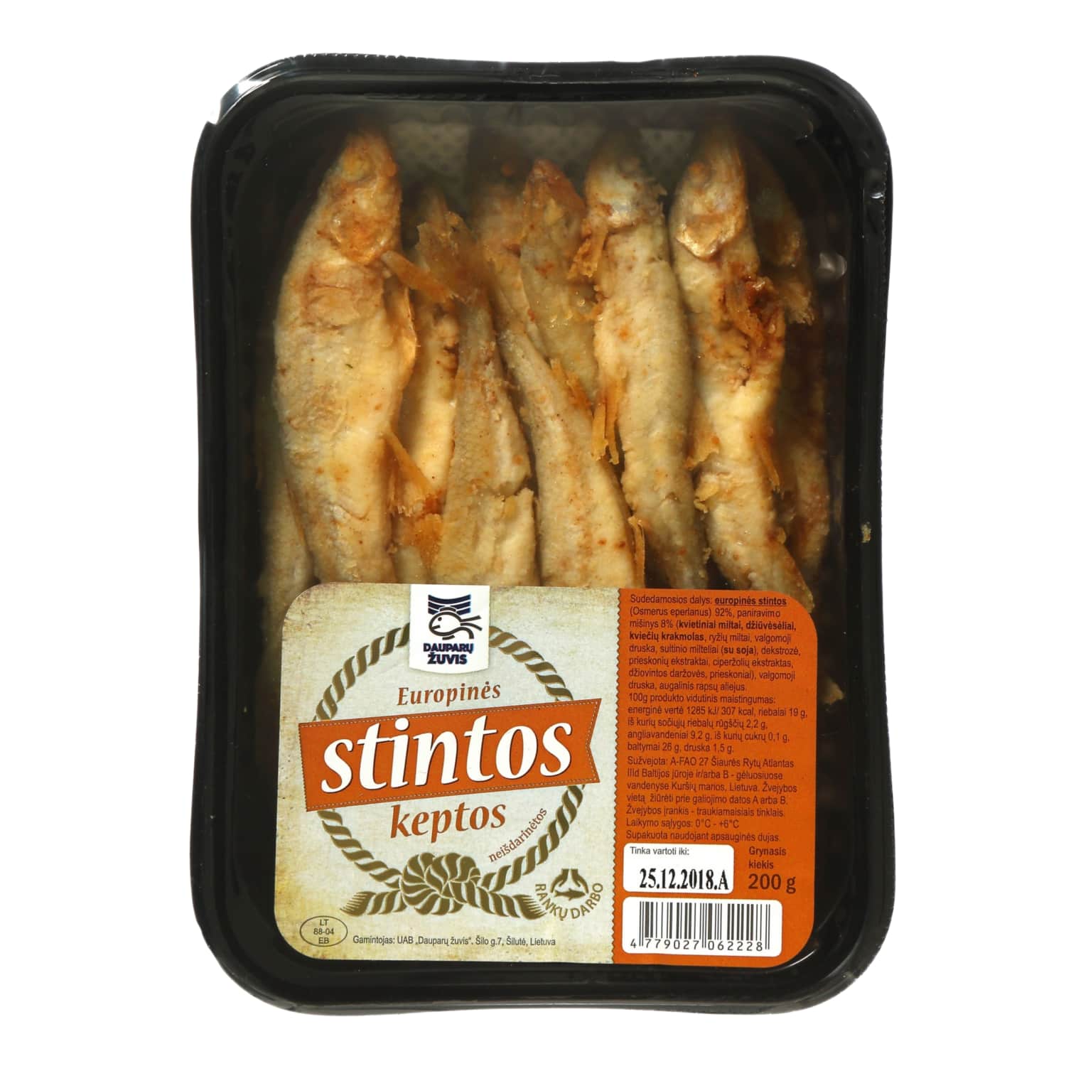 Fried unprocessed smelt DAUPARŲ ŽUVIS, 200 g