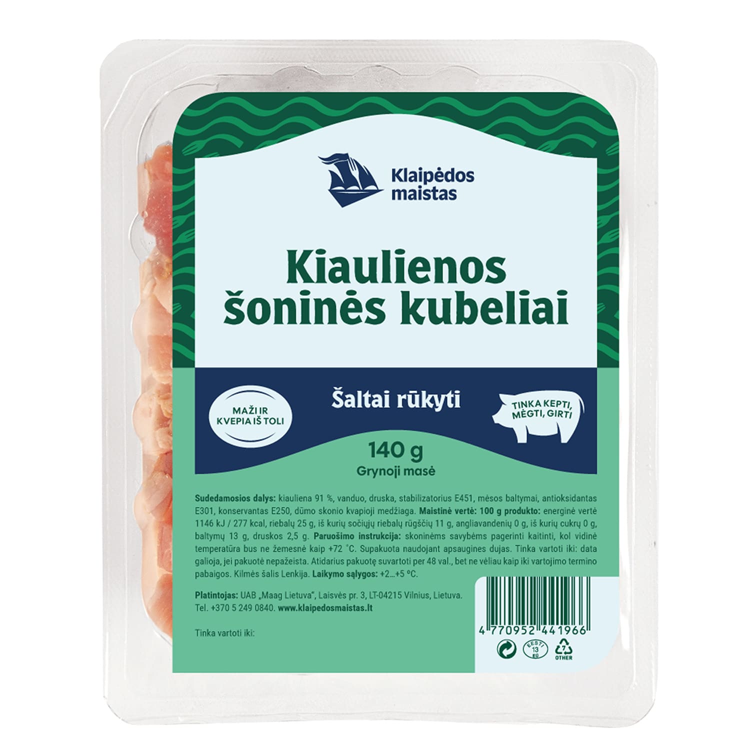 Šaltai rūkyti šoninės kubeliai, a.r., 140 g