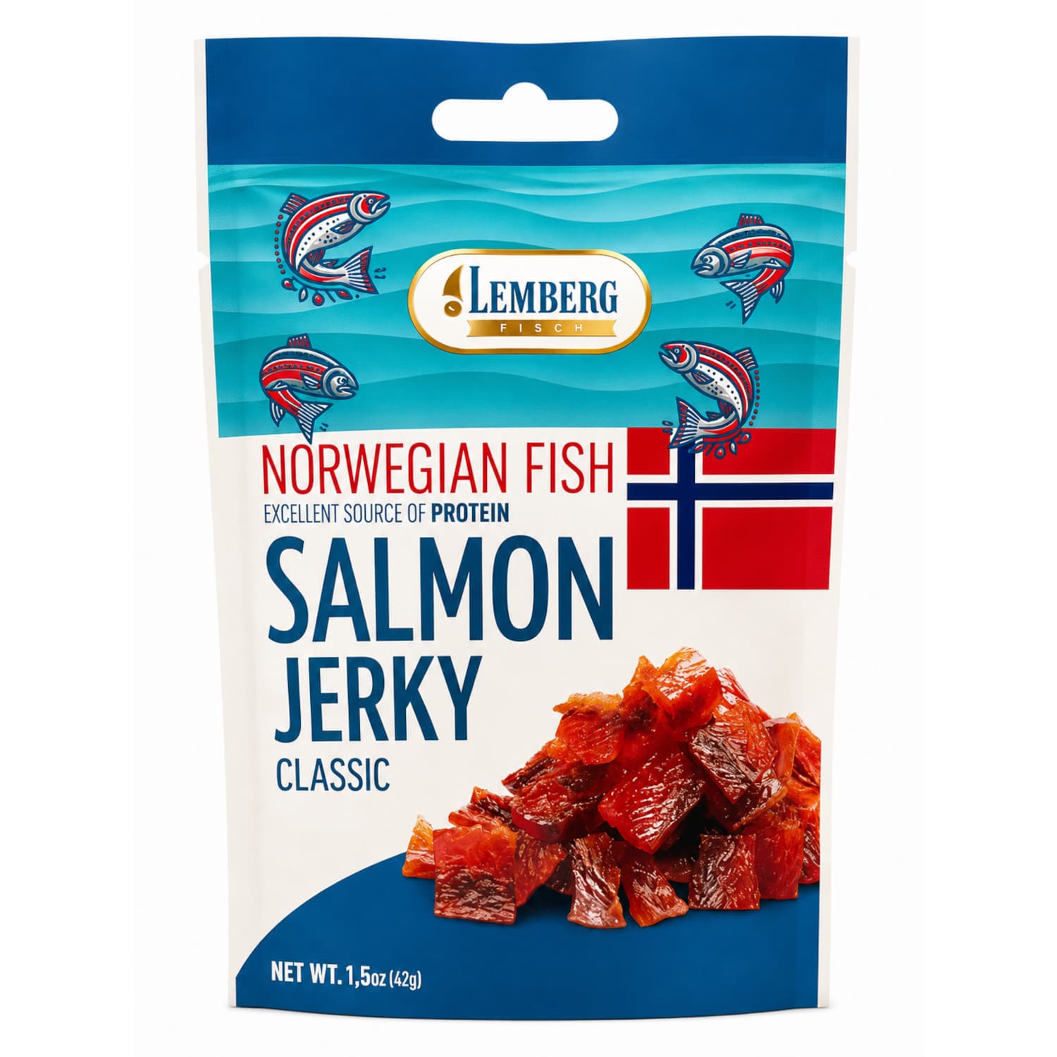 Вяленое филе лосося JERKY CLASSIC, 42 г