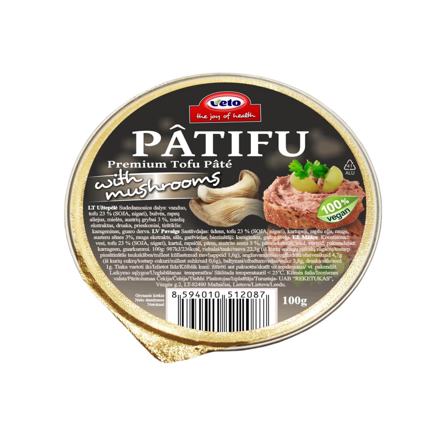Aug. kilm. užtepėlė su gryb. VETO PATIFU,100g