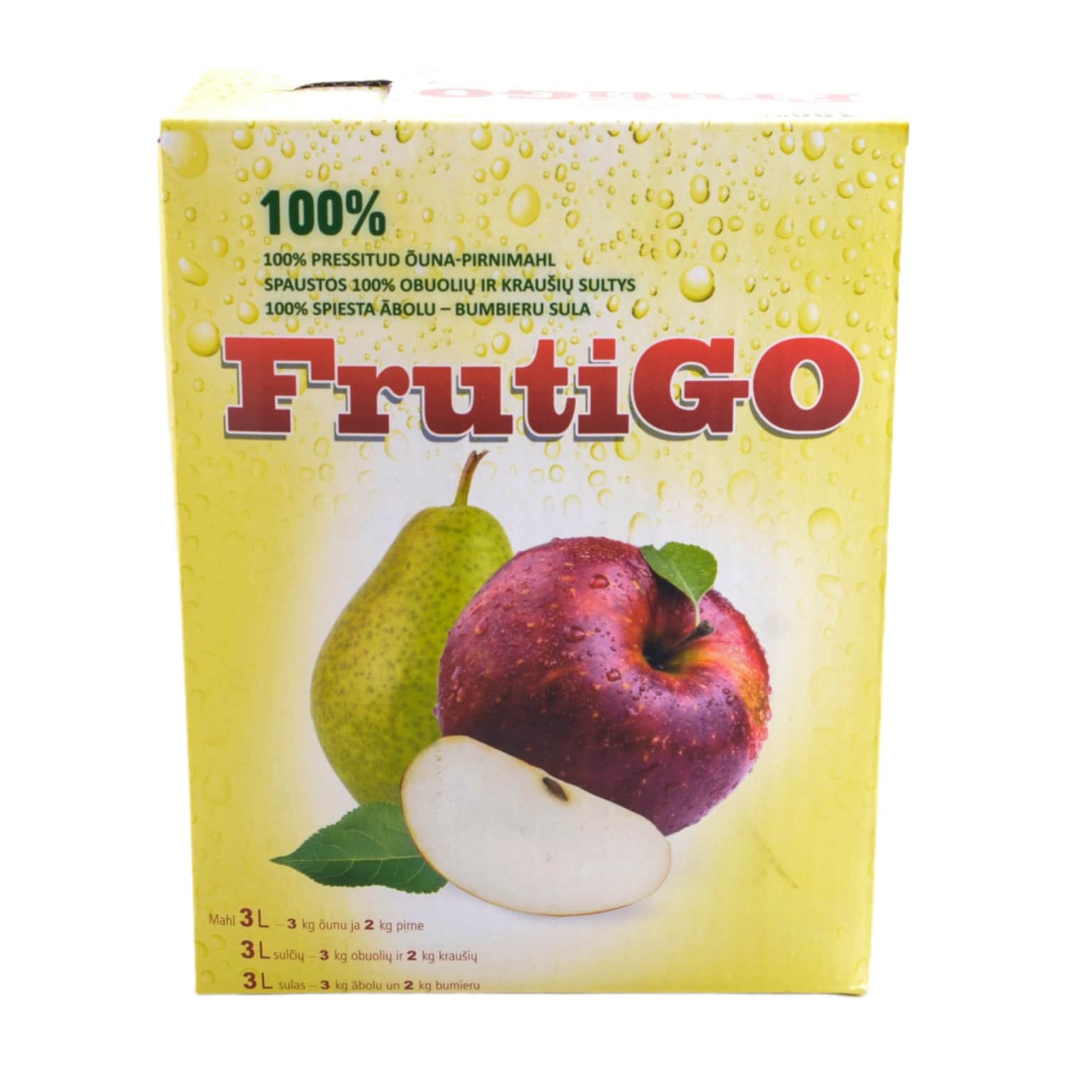Obuolių, kriauš. sultys FRUTIGO, 100 %, 3 l