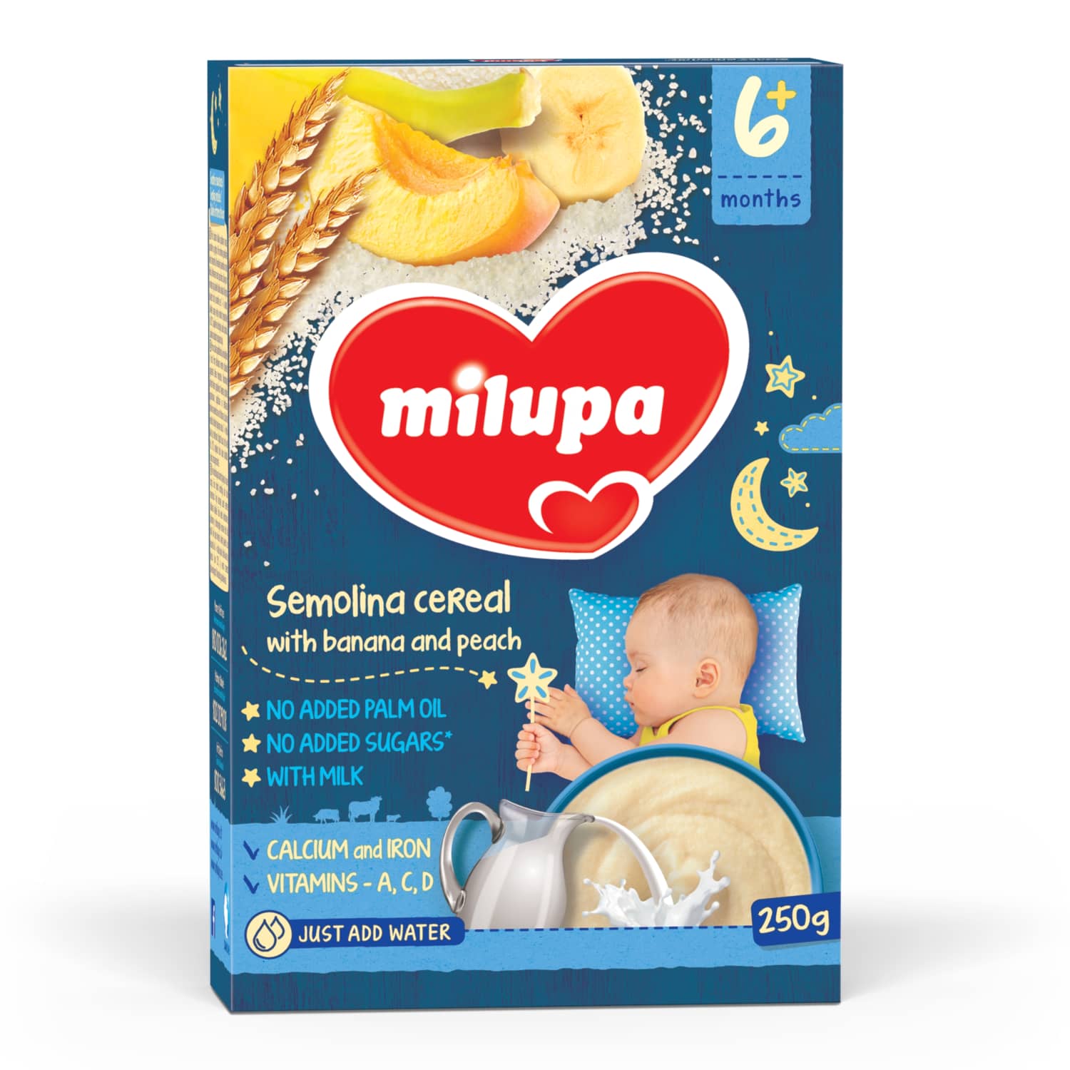 Манная каша с фруктами MILUPA, 250 г