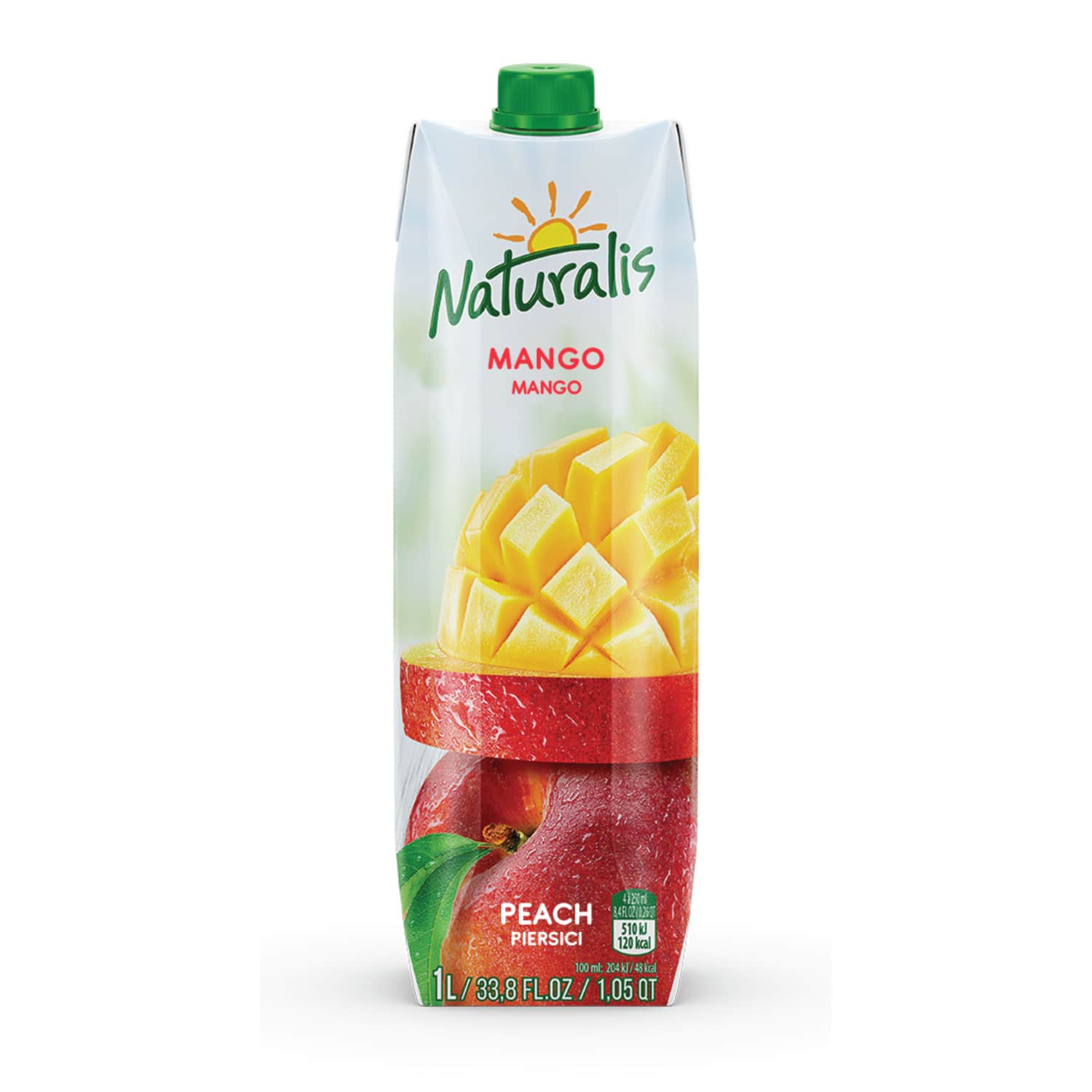 Peach, mango drink with pulp NATURALIS, 1 l