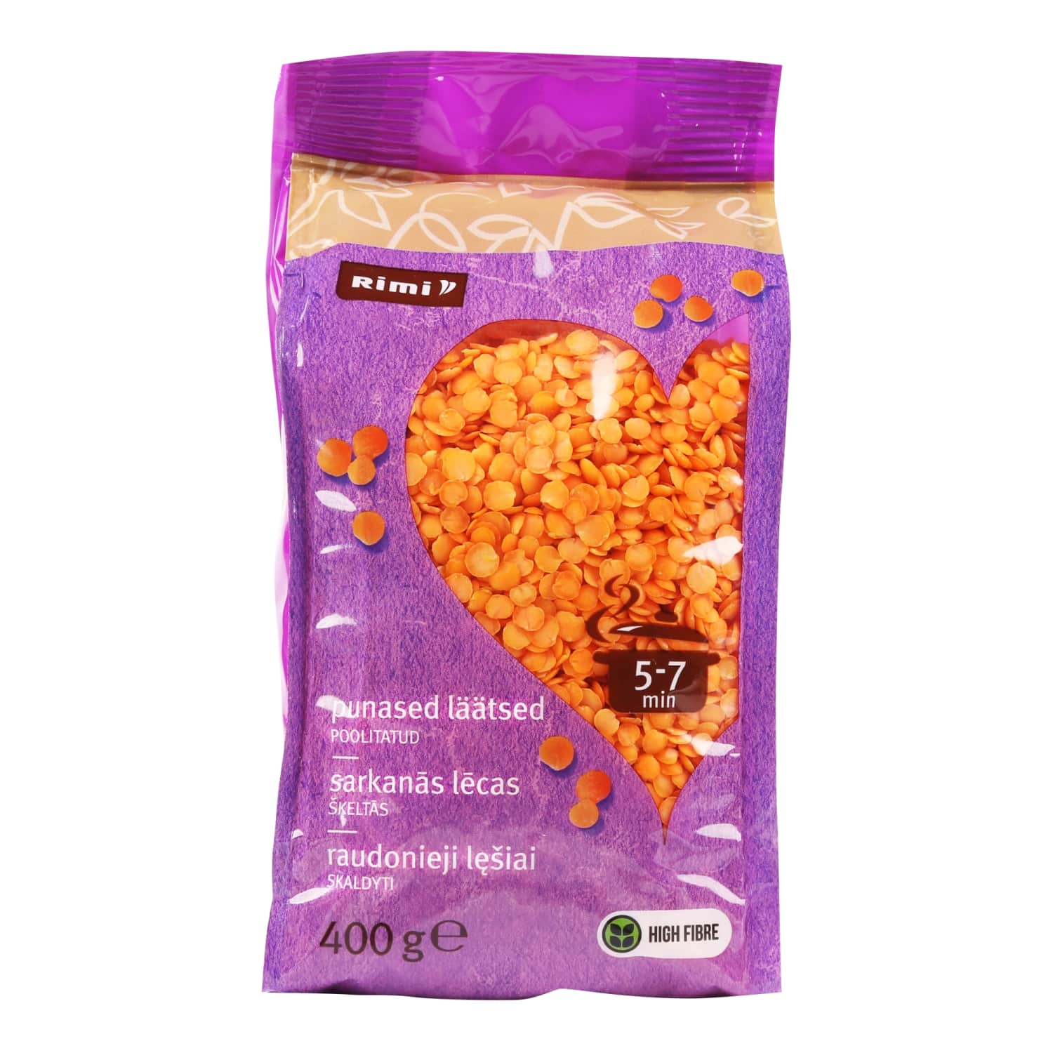 Skaldyti raudonieji lęšiai RIMI, 400 g