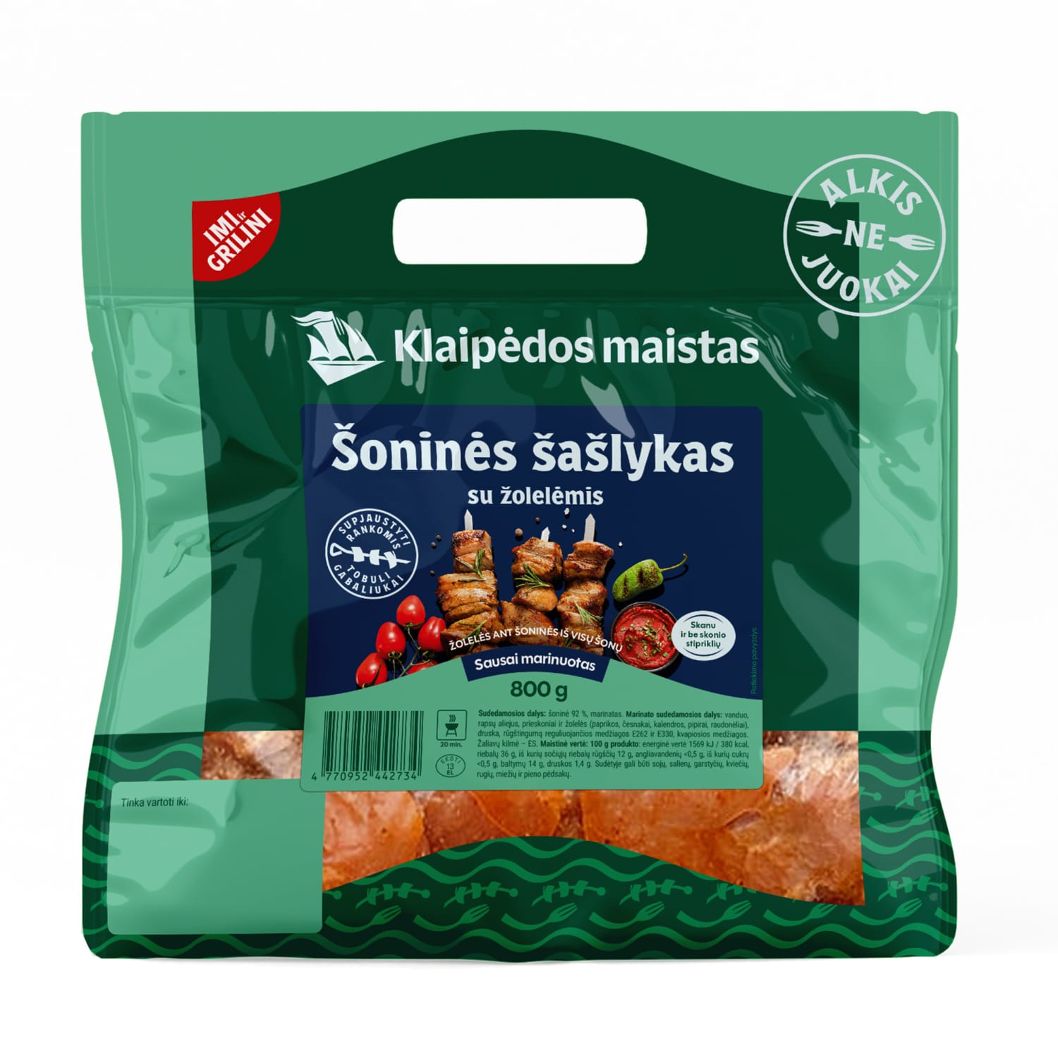 Kiaul. šoninės šašlyk. su žolelėmis KM, 800 g