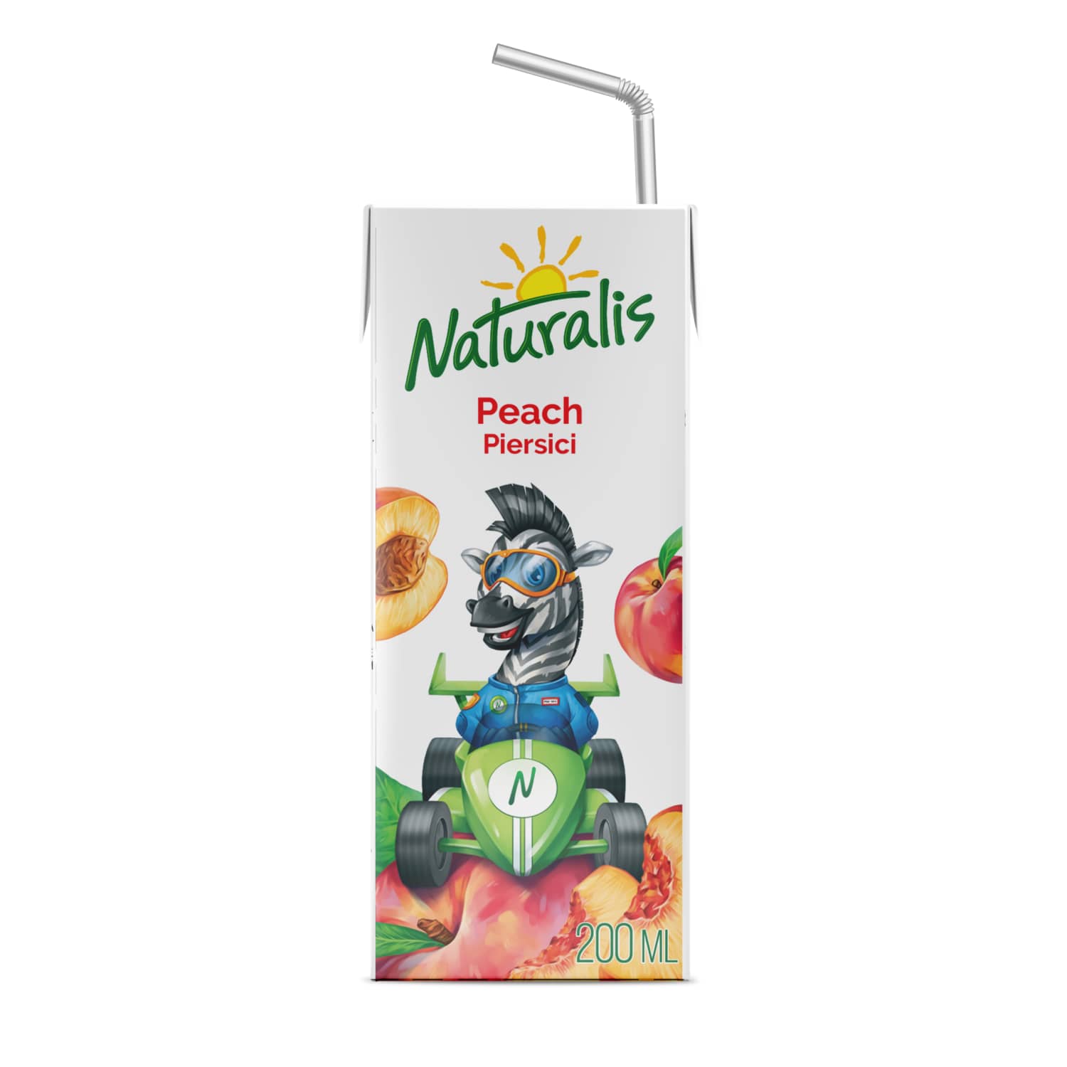 Persikų nektar. su minkštimu NATURALIS, 0,2 l