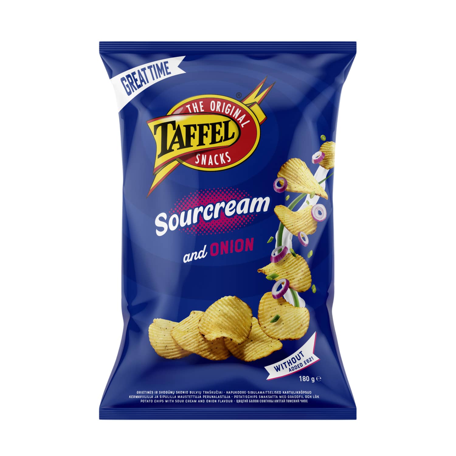 Хрустящие картофельные чипсы со вкусом лука TAFFEL, 180г