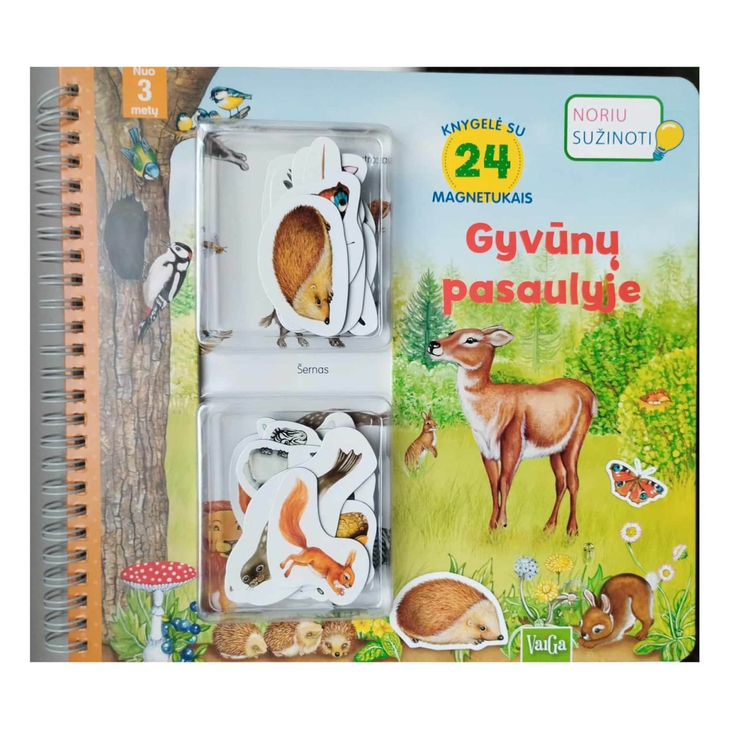 Knyga GYVŪNŲ PASAULYJE. KNYGELĖ SU 24 MAGNET.