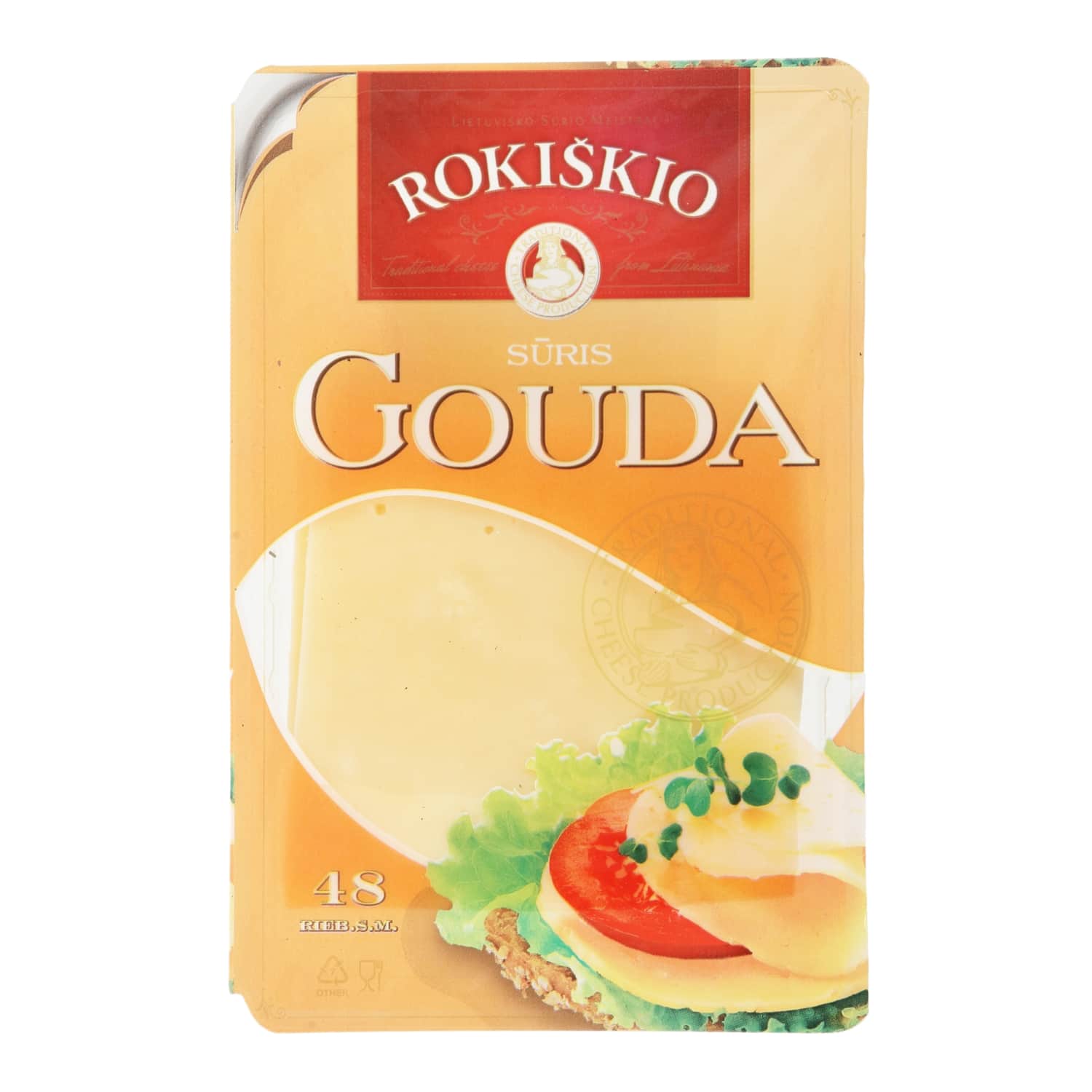 Sliced cheese ROKIŠKIO GOUDA, 48%, 150g
