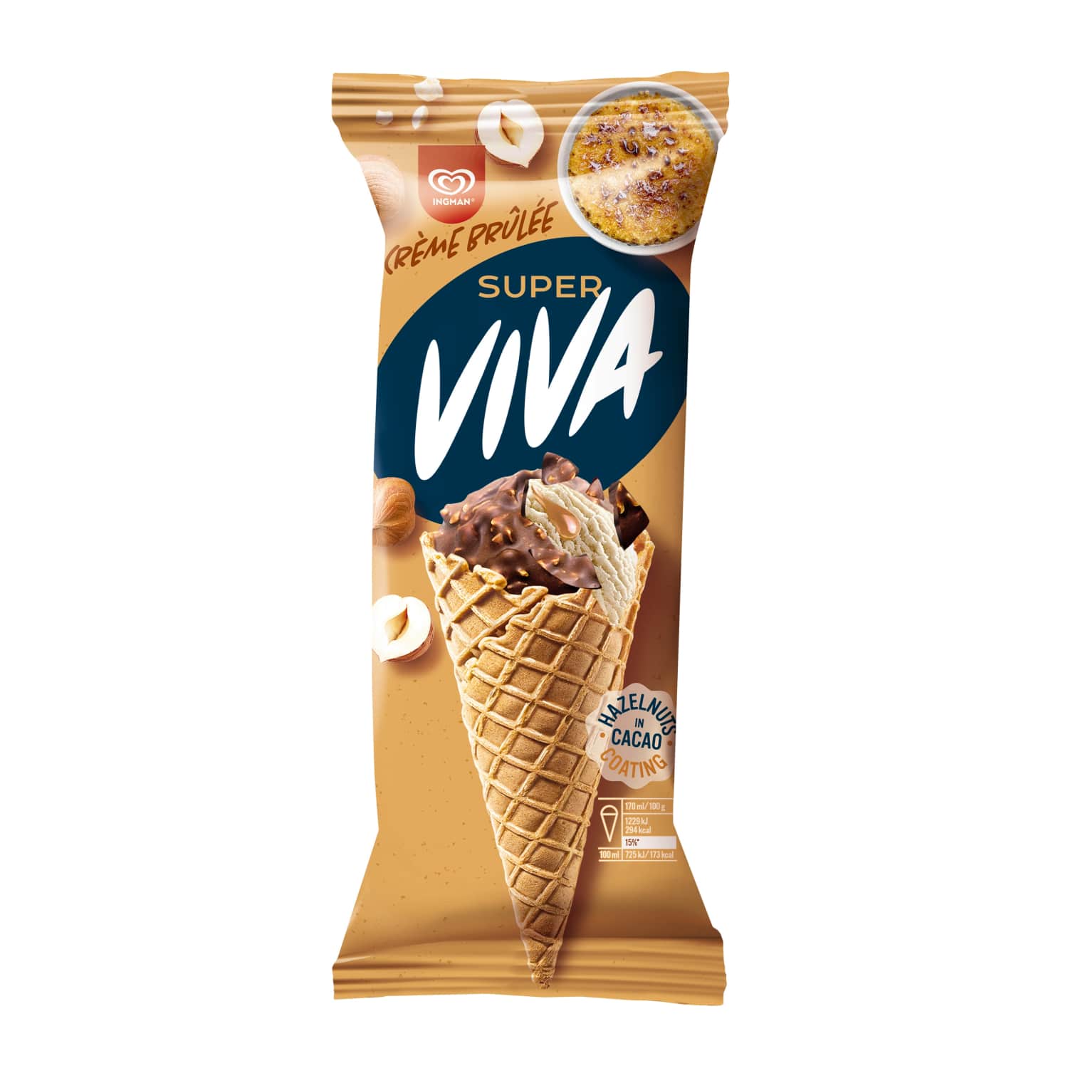 Cream brulee flavored eating ice cream SUPER VIVA,170ml/100g