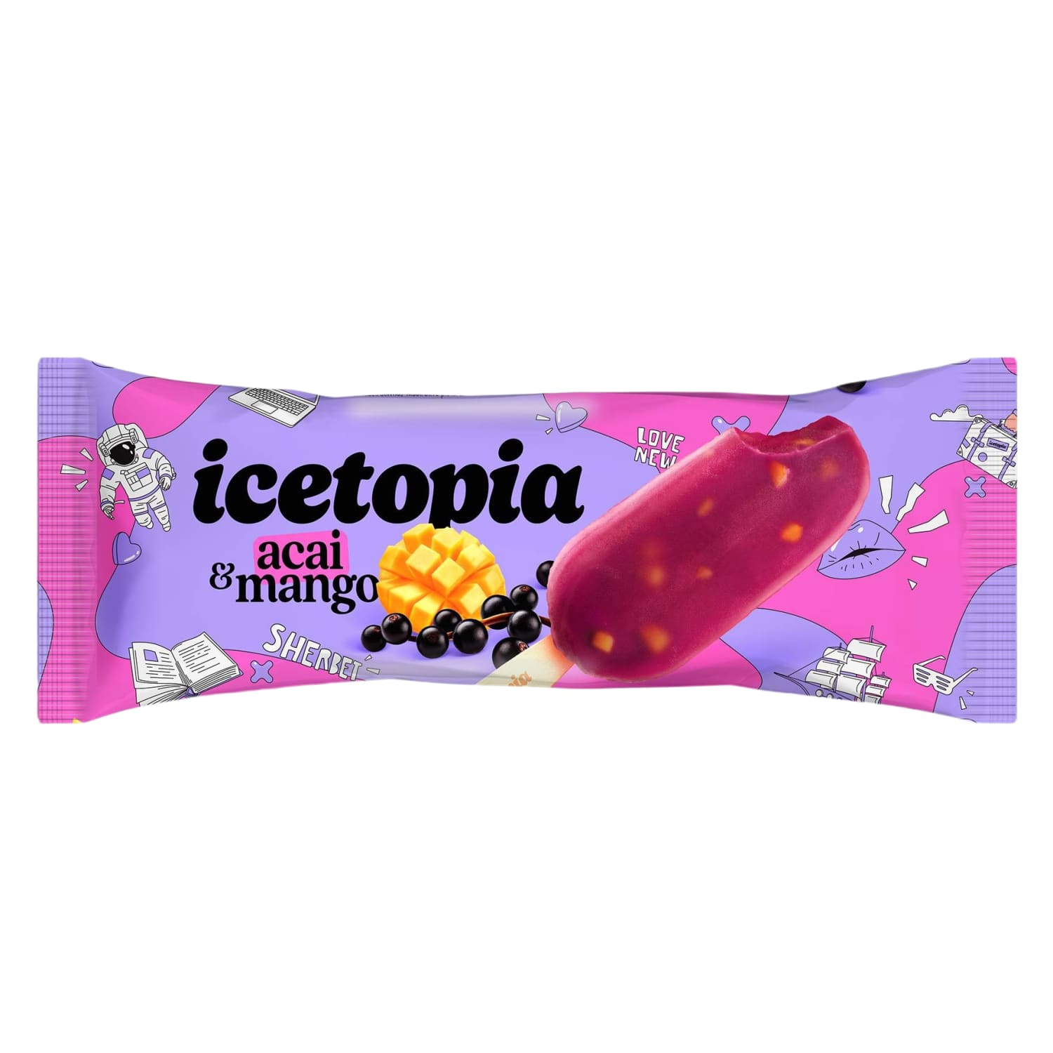 Sorbet with mango pieces ICETOPIA, 80ml / 70g