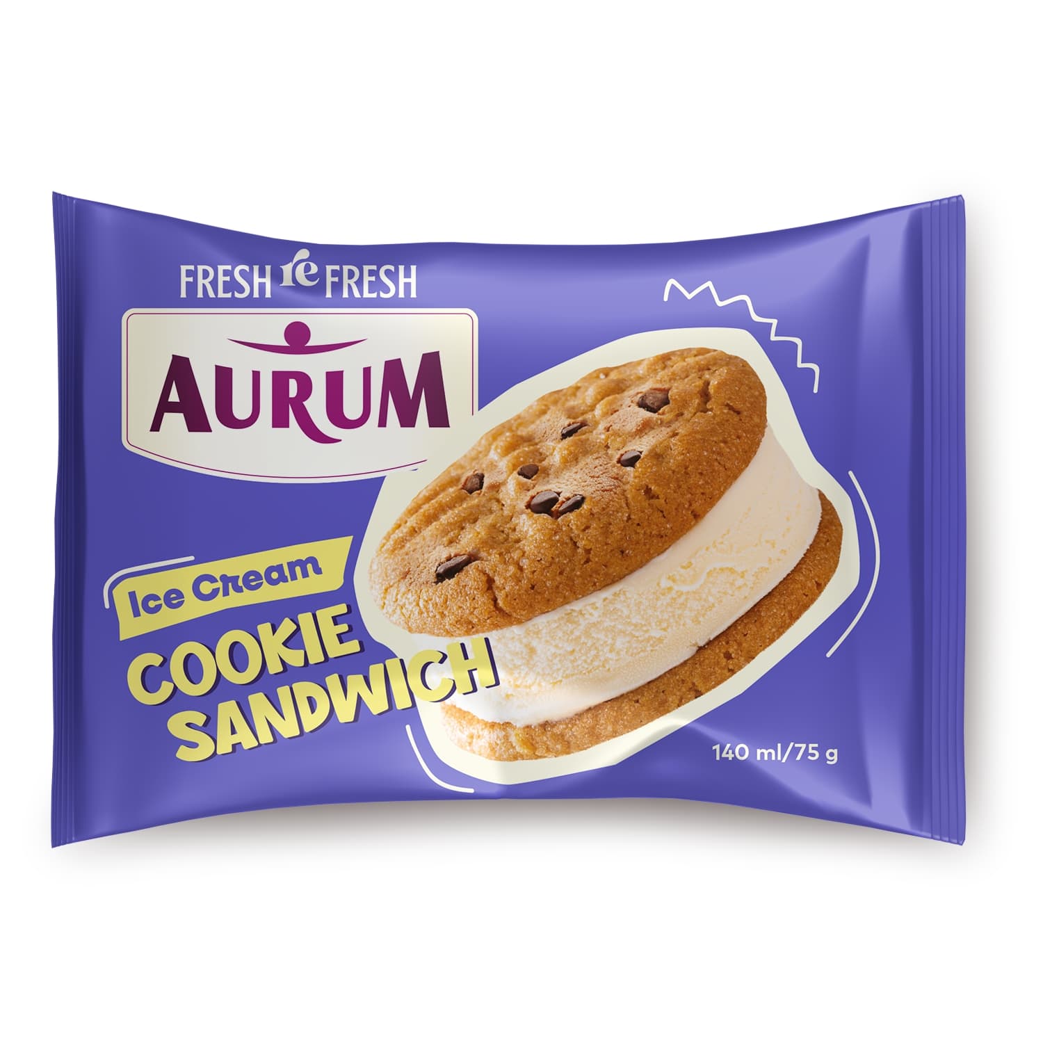 Vanilla eating ice cream sandwich AURUM, 140ml/75g