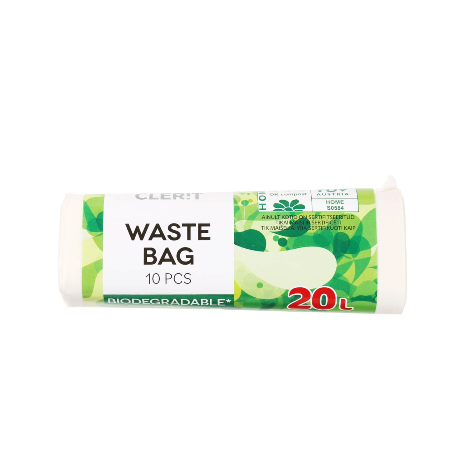 Biol. sk. šiukš. maišai CLERIT, 20 l, 10 vnt.