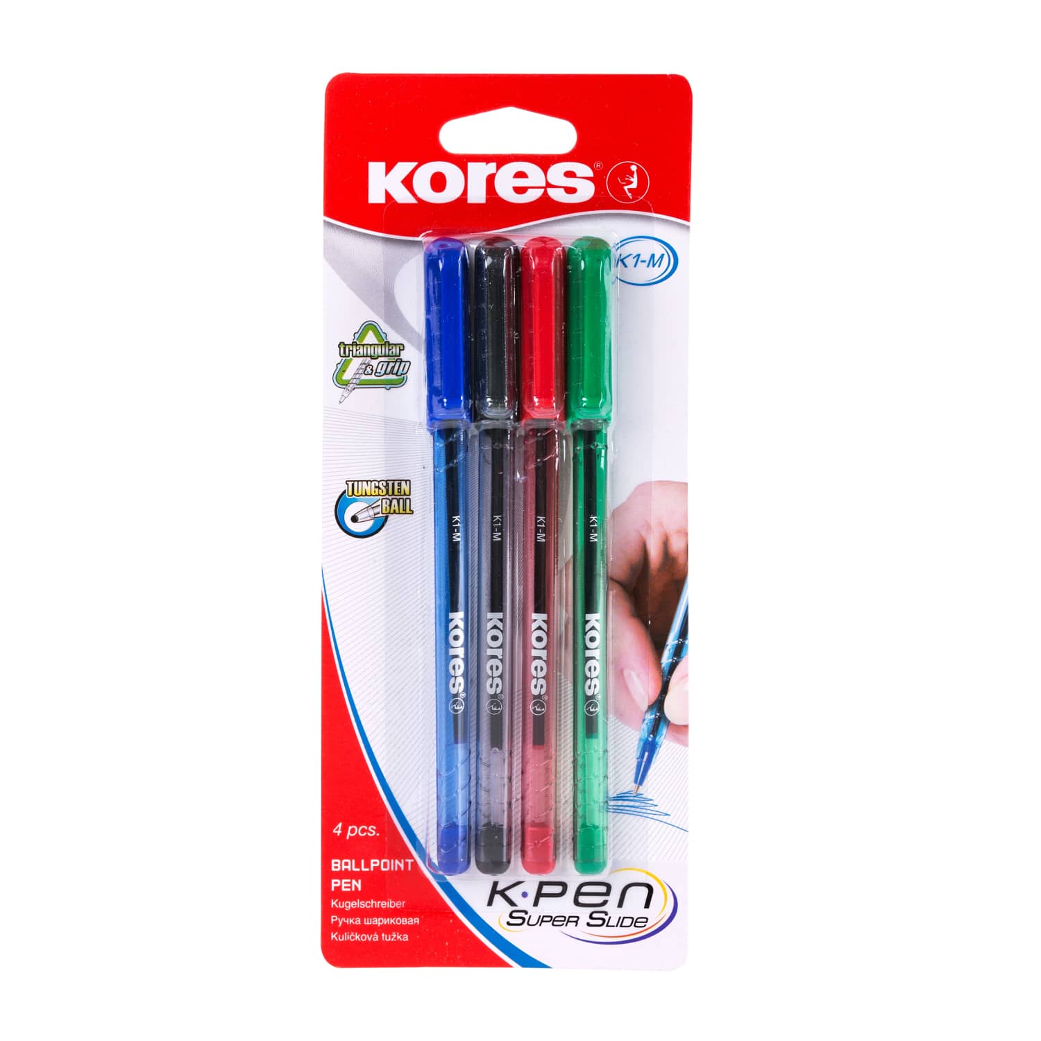 Rašikliai KORES K1-M, 1 mm, 4 vnt.