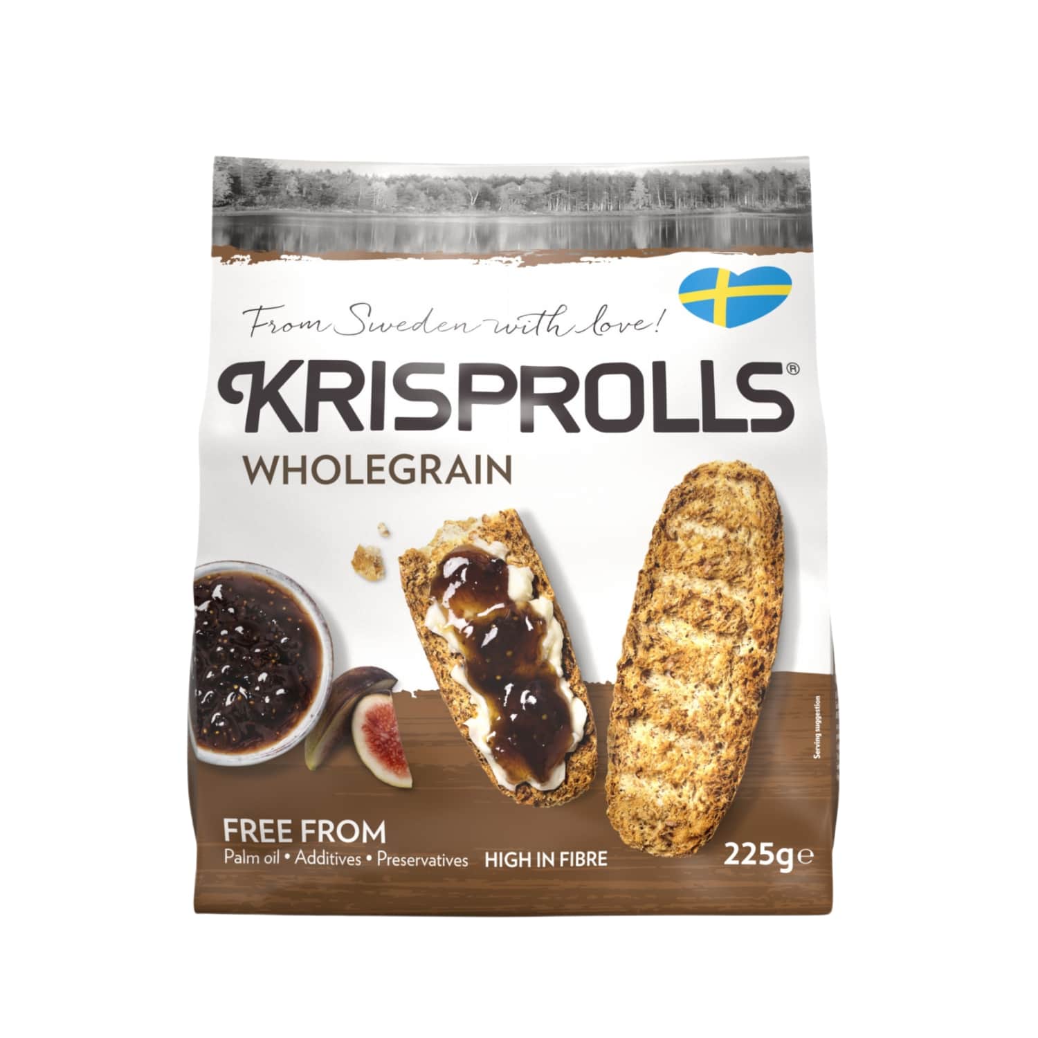 Swedish Whole Grain Crispbread KRISPROLLS, 225g