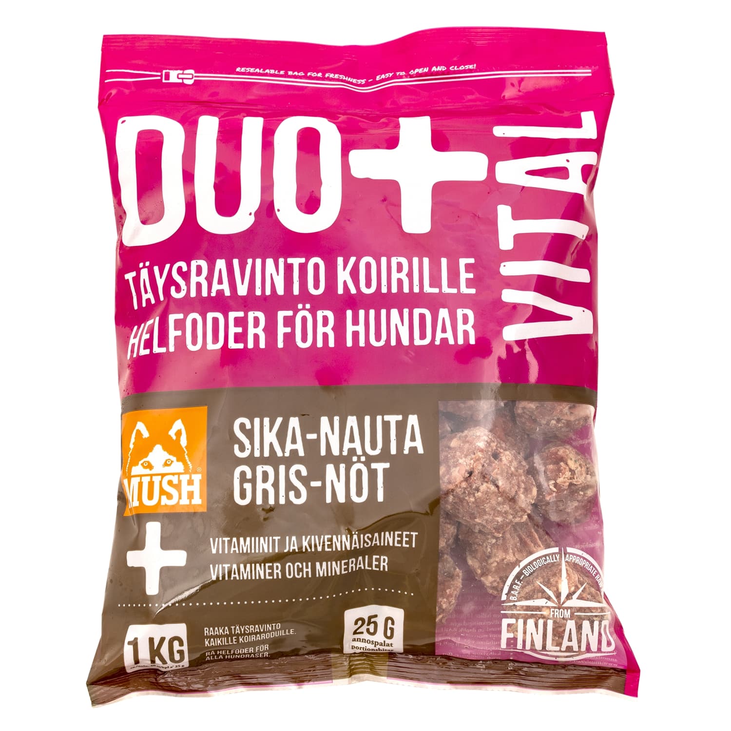 Dog food MUSH DUO+VITAL with pork and beef, 1 kg