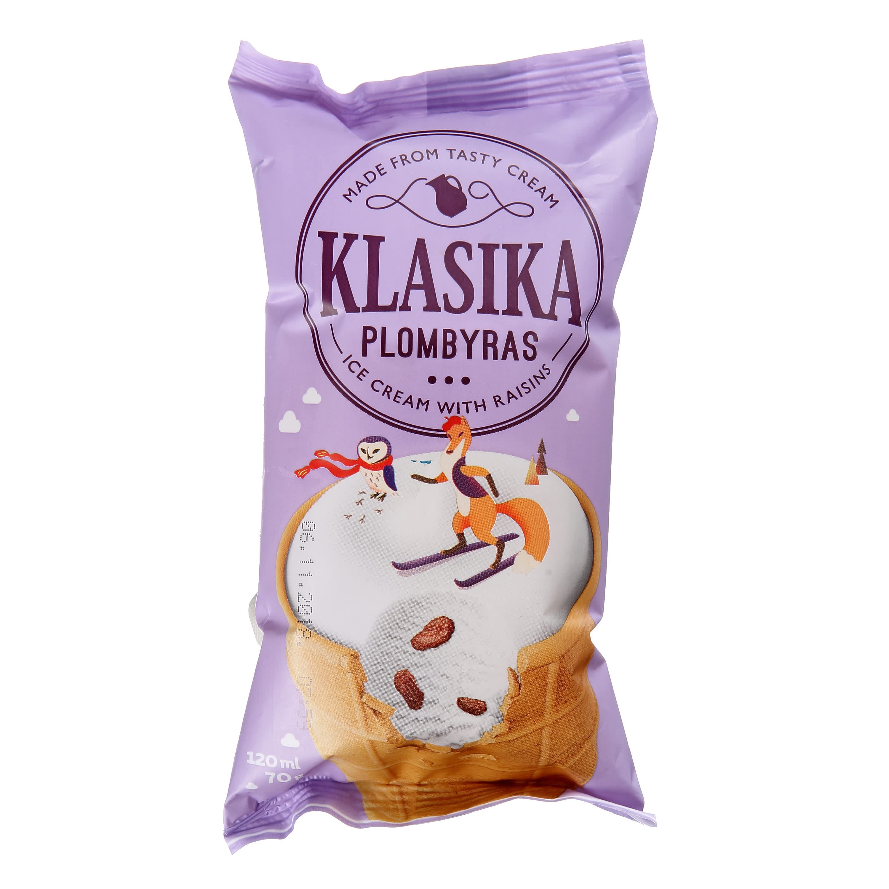 Vanilla ice cream with raisins KLASIKA, 120 ml / 70 g