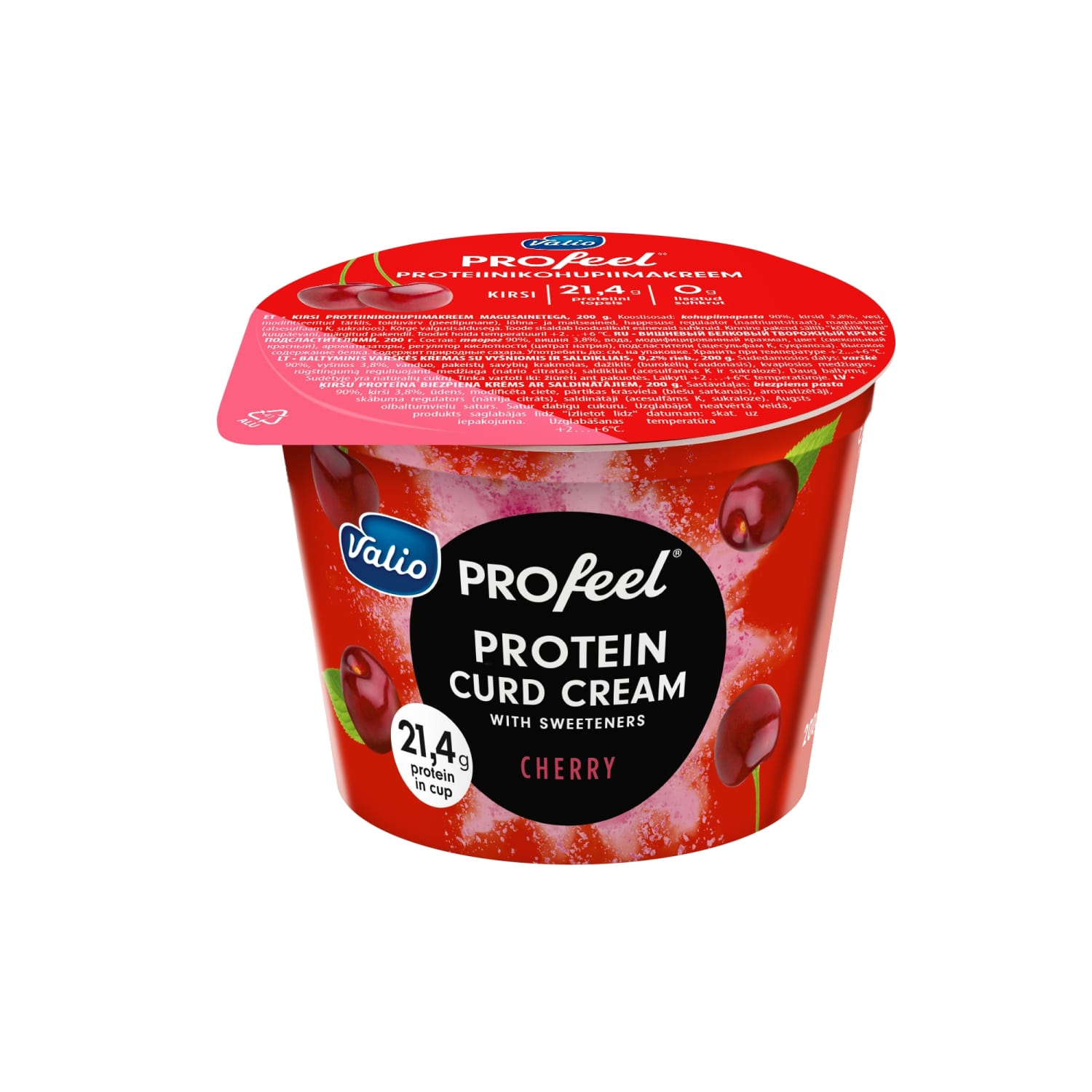 Cottage cheese cream with sweet cherries, VALIO, 0.18%, 200 g