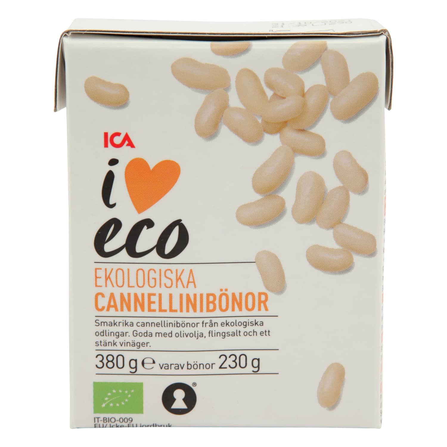 Фасоль CANNELLINI I LOVE ECO, 380 г / 230 г