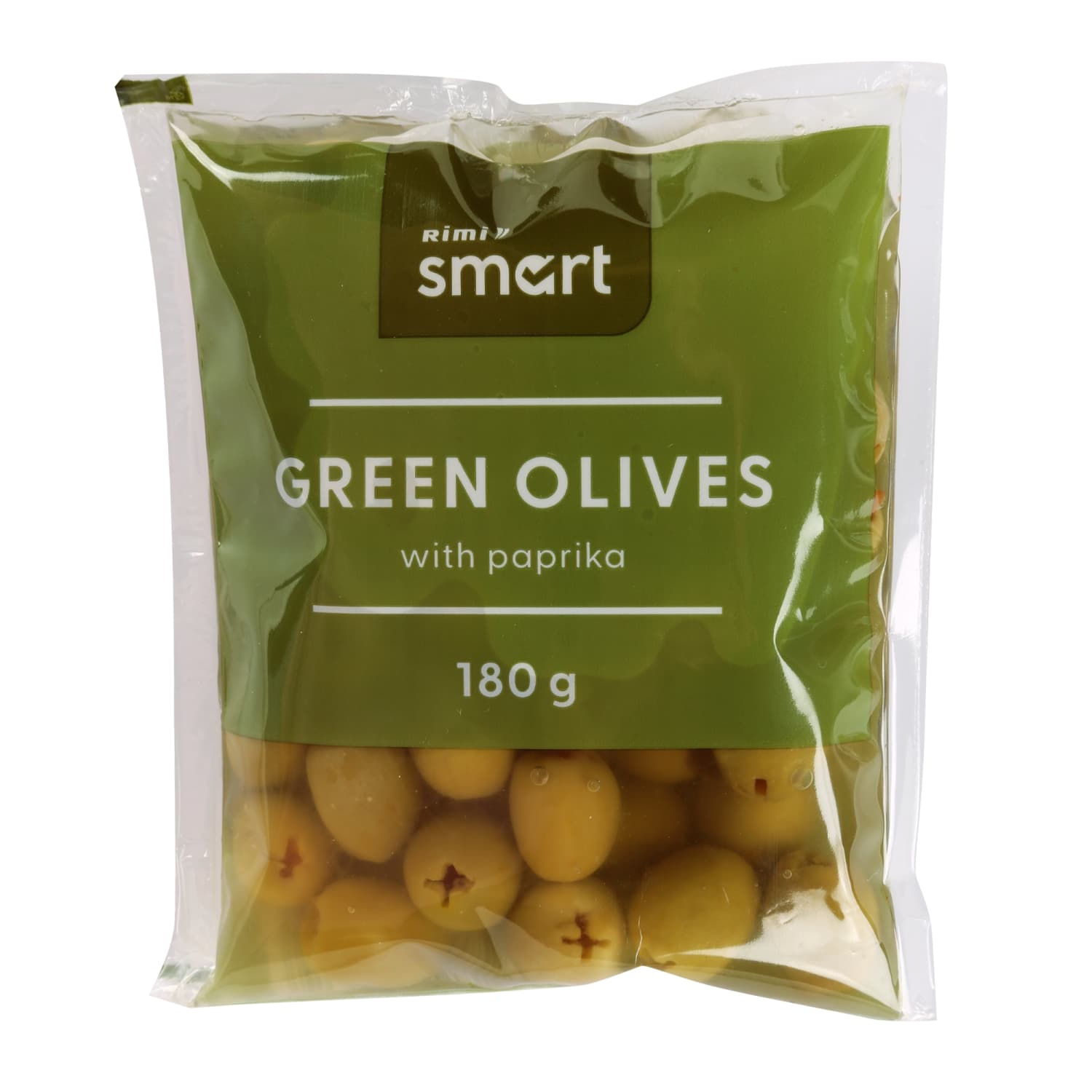 Green olives with peppers RIMI SMART, 180 g / 80 g