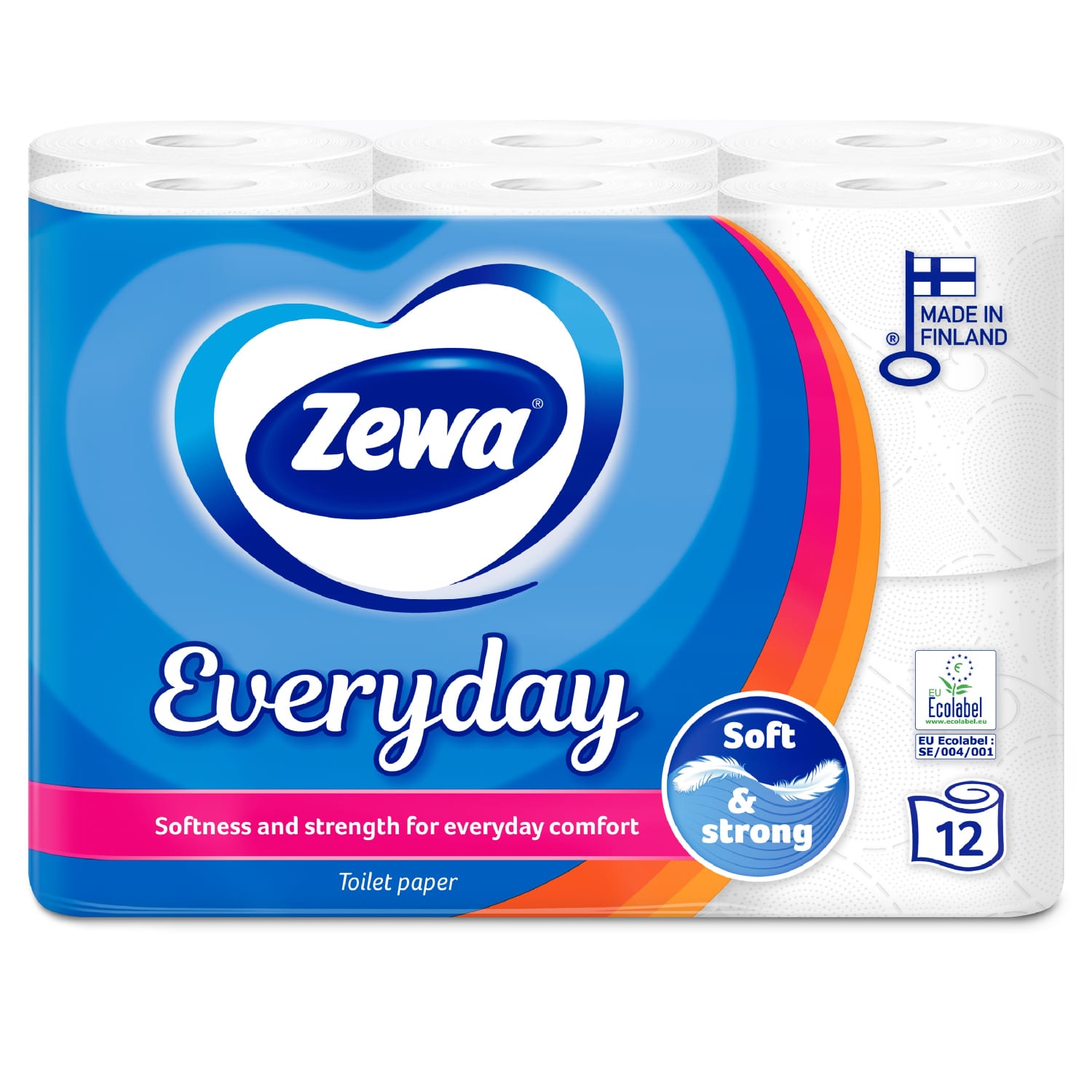 Туалетная бумага ZEWA EVERYDAY, 12 рулонов.