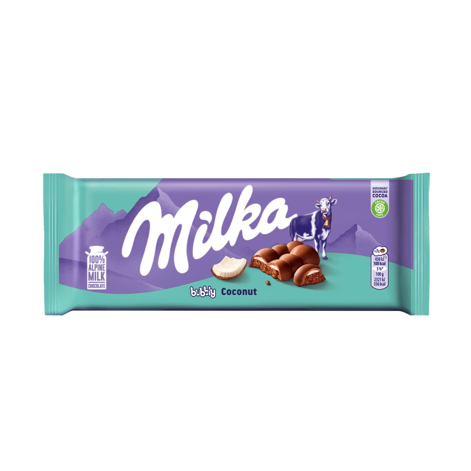 Pieninis šokol. su kokosų įdaru MILKA, 97 g