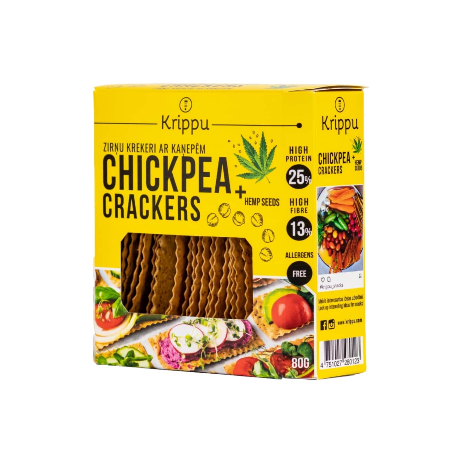 Eco. chickpea crackers with hemp seeds, 80 g